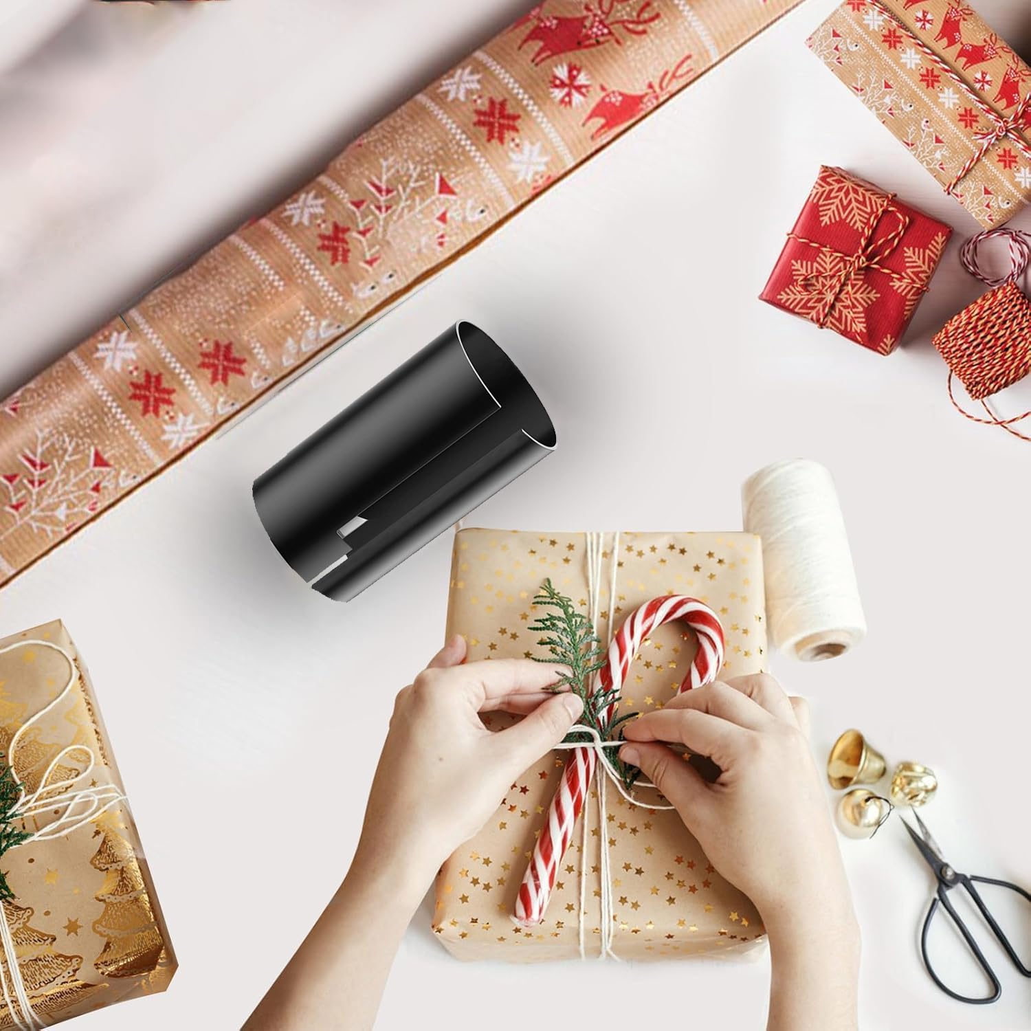 KECGBB 2-Pack Gift Wrapping Paper Cutter - Precision Paper Trimmer for Christmas, Birthday & Holiday Gifts - Green & Black Design - Perfect for Wrapping Paper Rolls, Scrapbooking & Craft Projects