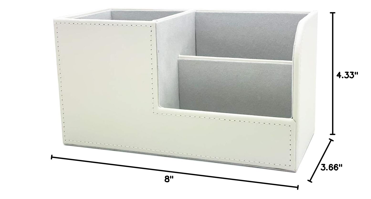 Premium Leather Desk Organizer - Multi-Function Stationery Storage Box for Pens, Pencils, Smartphones & Business Cards | Office Desk Accessories for Home & Work (White)