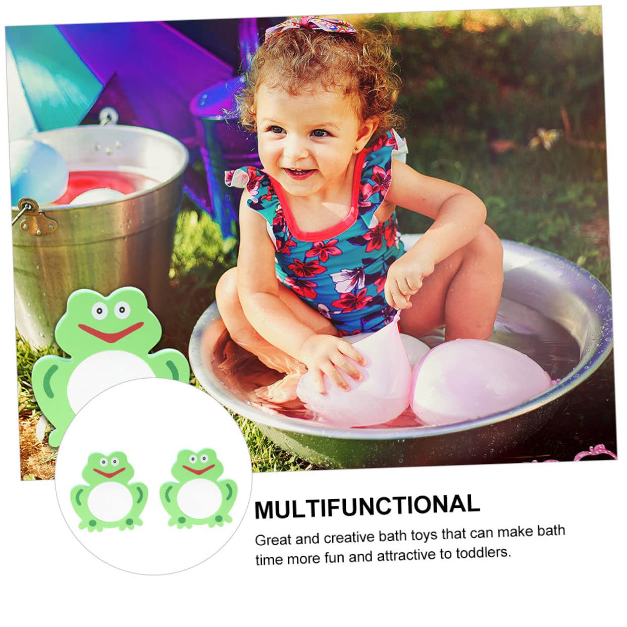 HEMOTON 8-Piece Frog Bath Mirror Toy Set - Safe Baby Toys for Newborns, Travel Mirror & Early Learning Educational Toy (EVA Green) - Perfect for Bathtime Fun, Nursery Play & Sensory Development