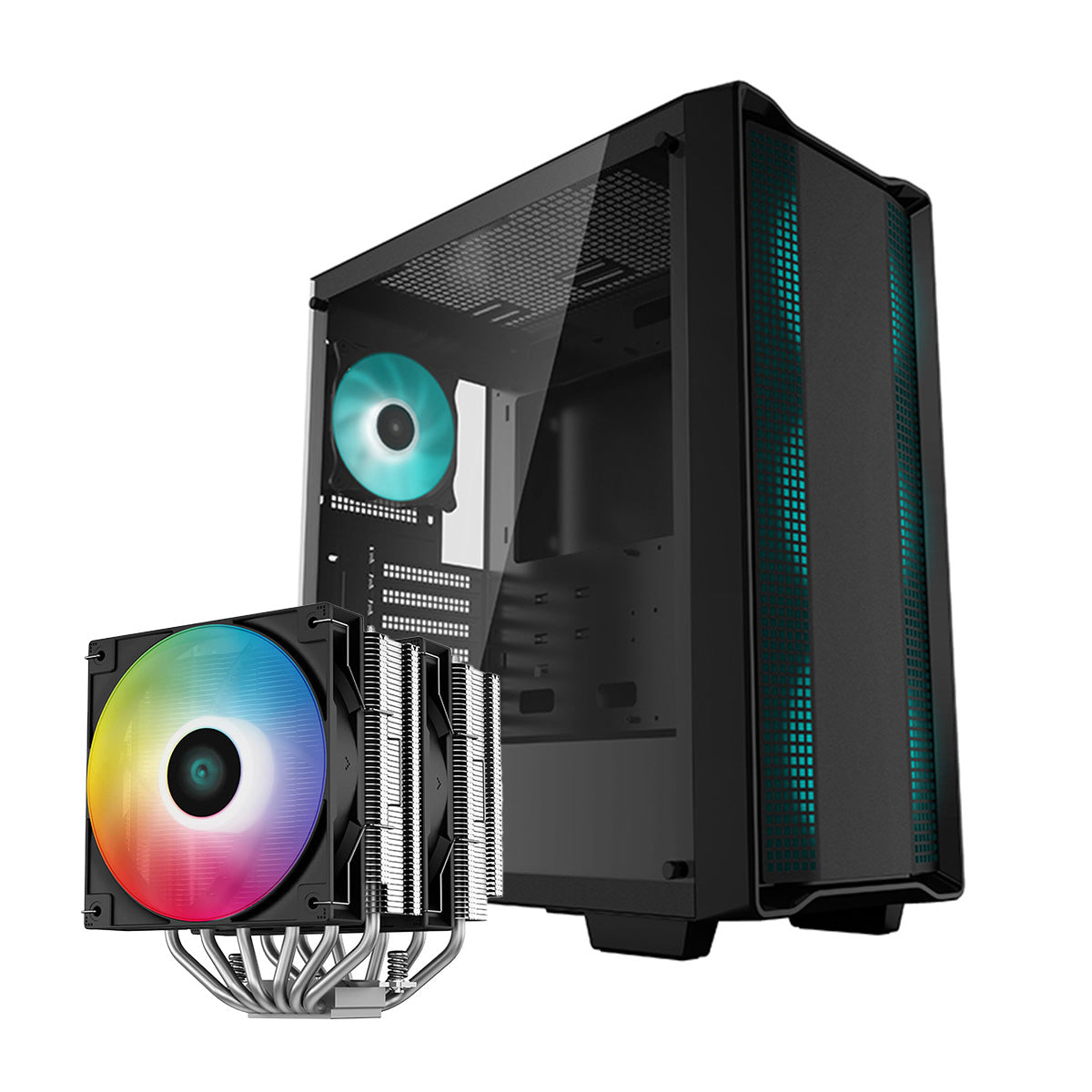 Deepcool CC560 V2 Mid Tower PC Case with Tempered Glass & AG620 ARGB CPU Cooler - Black | High-Airflow Gaming Computer Case for Custom Builds & RGB Setup