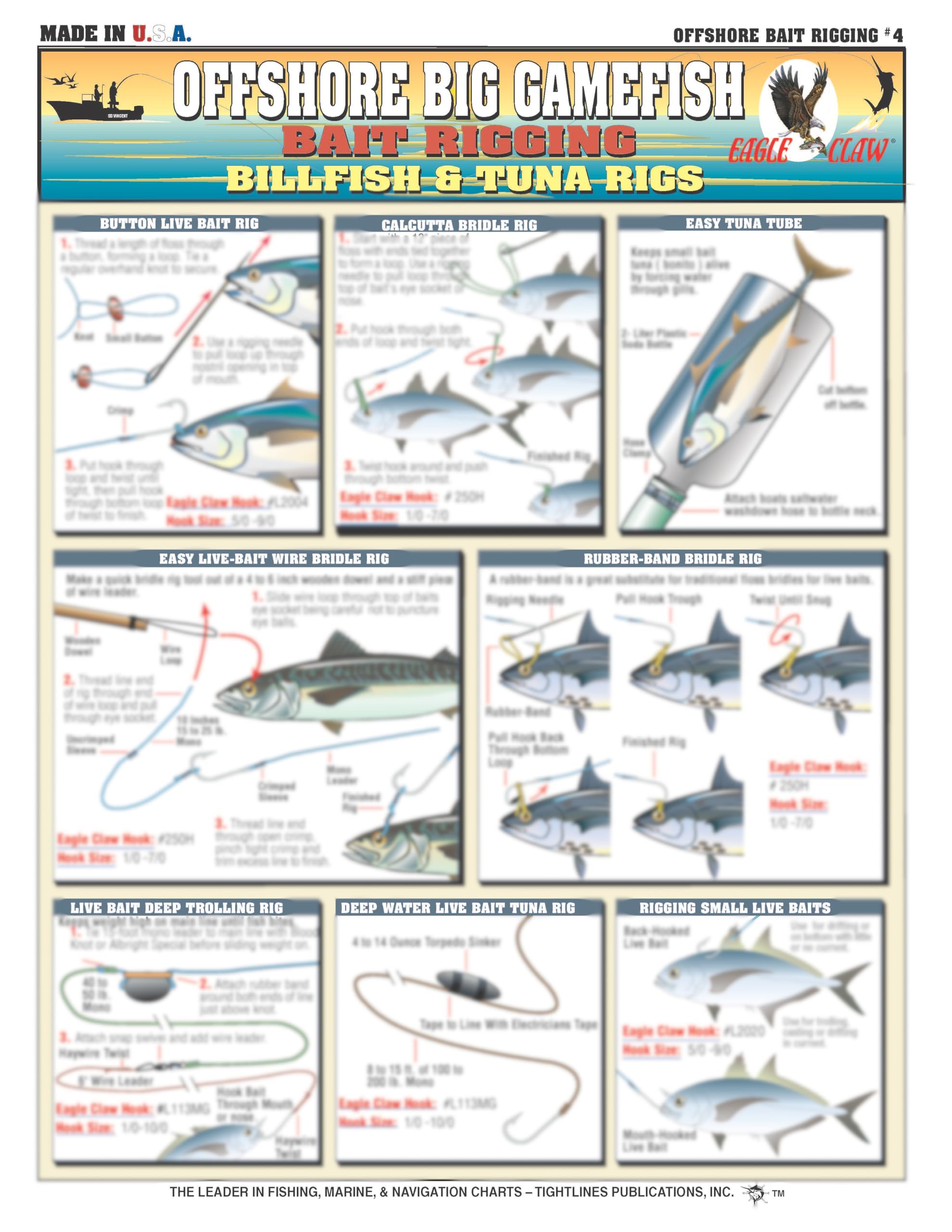 Tightlines Offshore Bait Rigging Kit for Billfish & Tuna - 4 Pack | Saltwater Fishing Rig Setup for Deep Sea Game Fishing