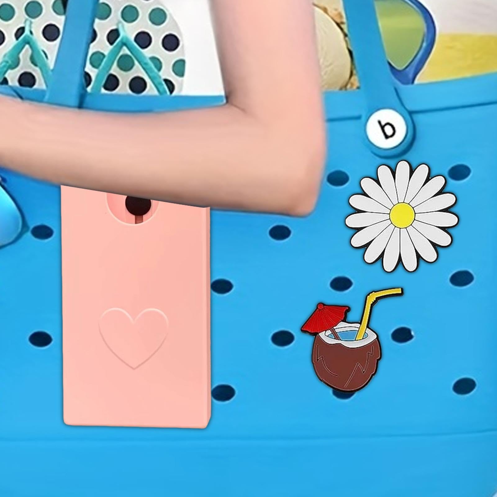Soft Silicone Phone Holder for Beach Bag - Removable Smartphone Storage Pocket with Charm - Perfect for Beach, Pool, Gym & Travel Accessories
