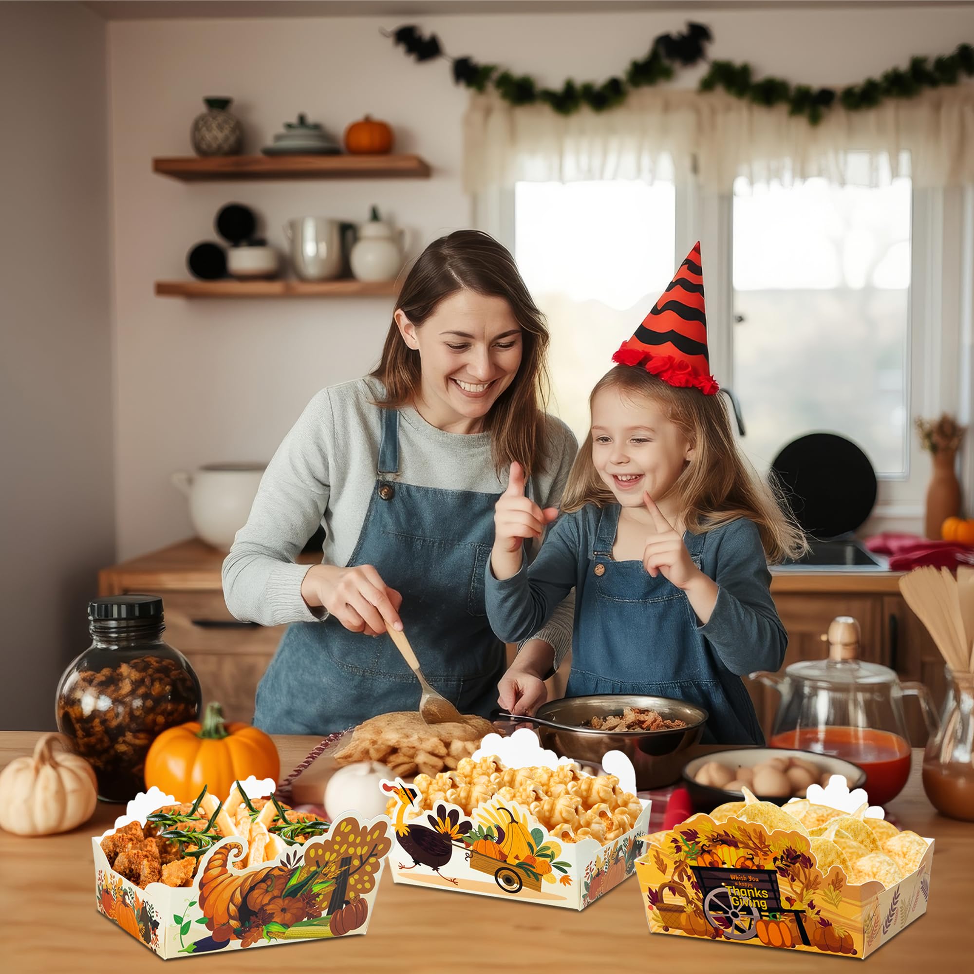 24-Piece Thanksgiving Snacks Bowl Set - Disposable Food Trays for Holiday Parties, Fall-Themed Decorations - Perfect for Thanksgiving Gatherings, Autumn Celebrations & Family Reunions