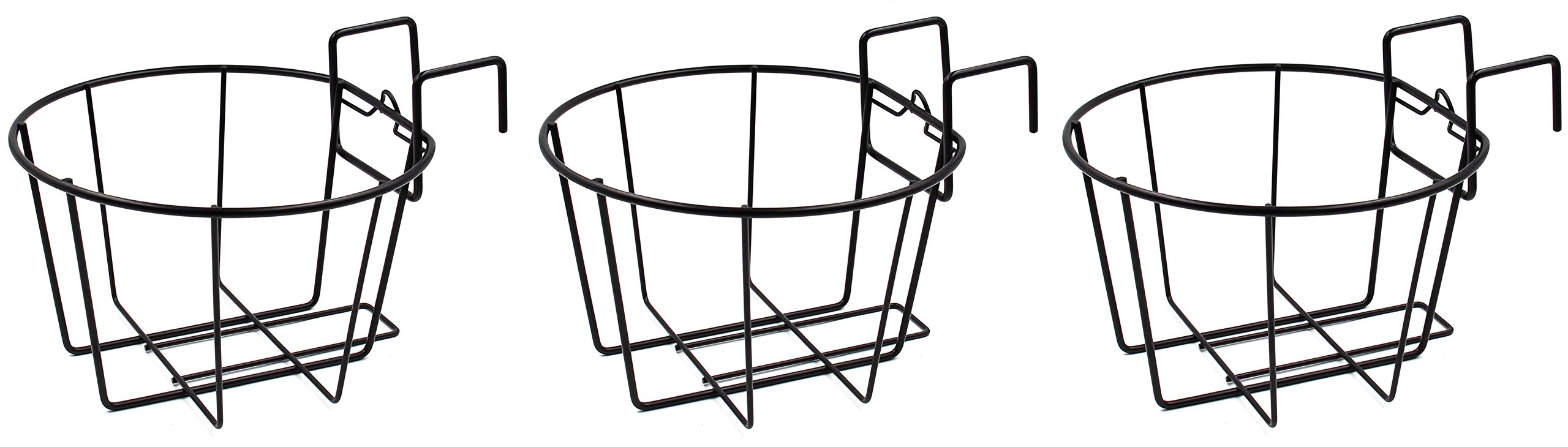 TQVAI 10 Inch Hanging Planter Set of 3 - Black Rail Planter Baskets with Wire Flower Pot Holder for Orchids, Deck, Patio Ledge, Balcony - Perfect for Indoor and Outdoor Garden Decor