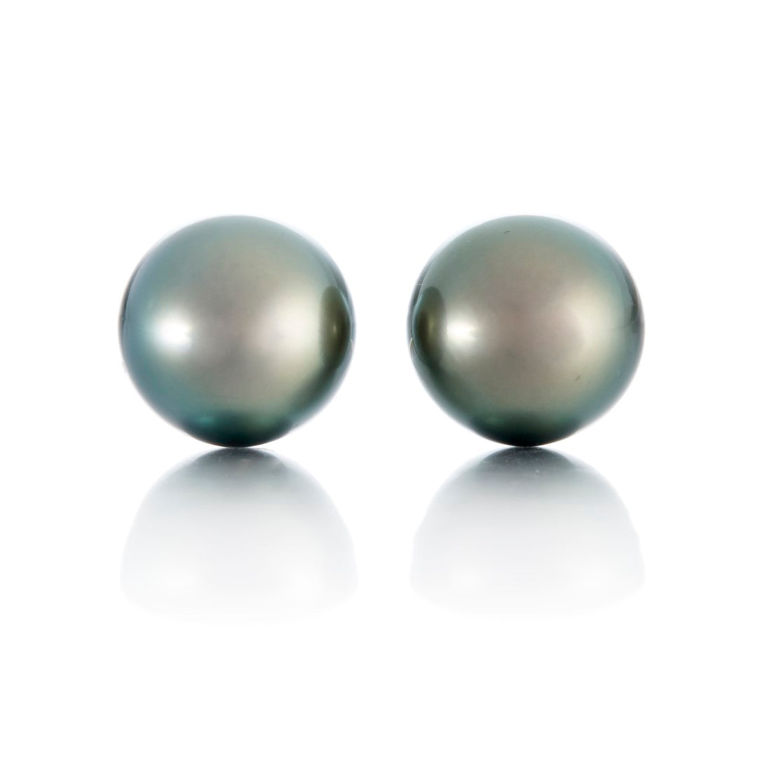 11mm Gray Tahitian Pearl Earrings for Women - Genuine Pearl Stud Earrings with Sterling Silver Post - Perfect for Weddings, Parties & Special Occasions