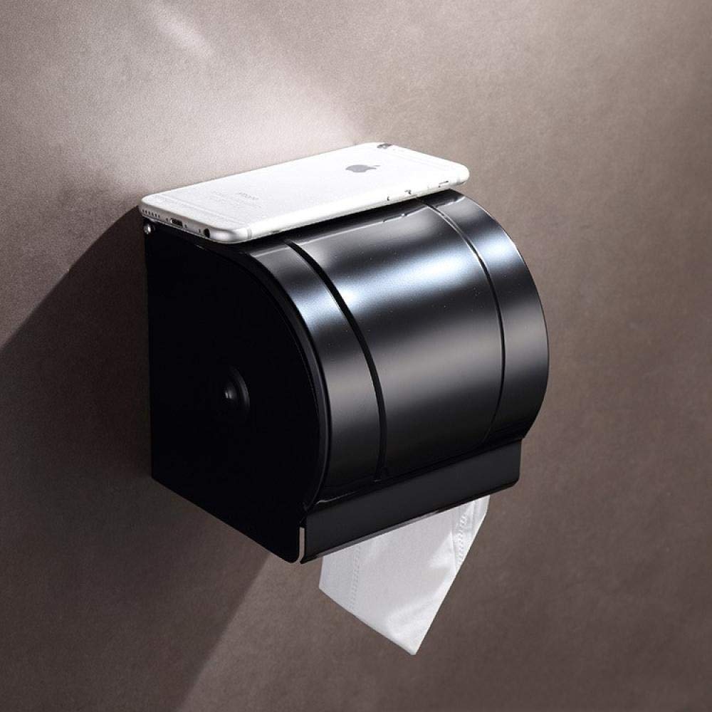 Black Plated Space Aluminum Toilet Paper Holder - Waterproof Bathroom Tissue Box - Durable & Rustproof for Modern Homes, Apartments, and Restrooms