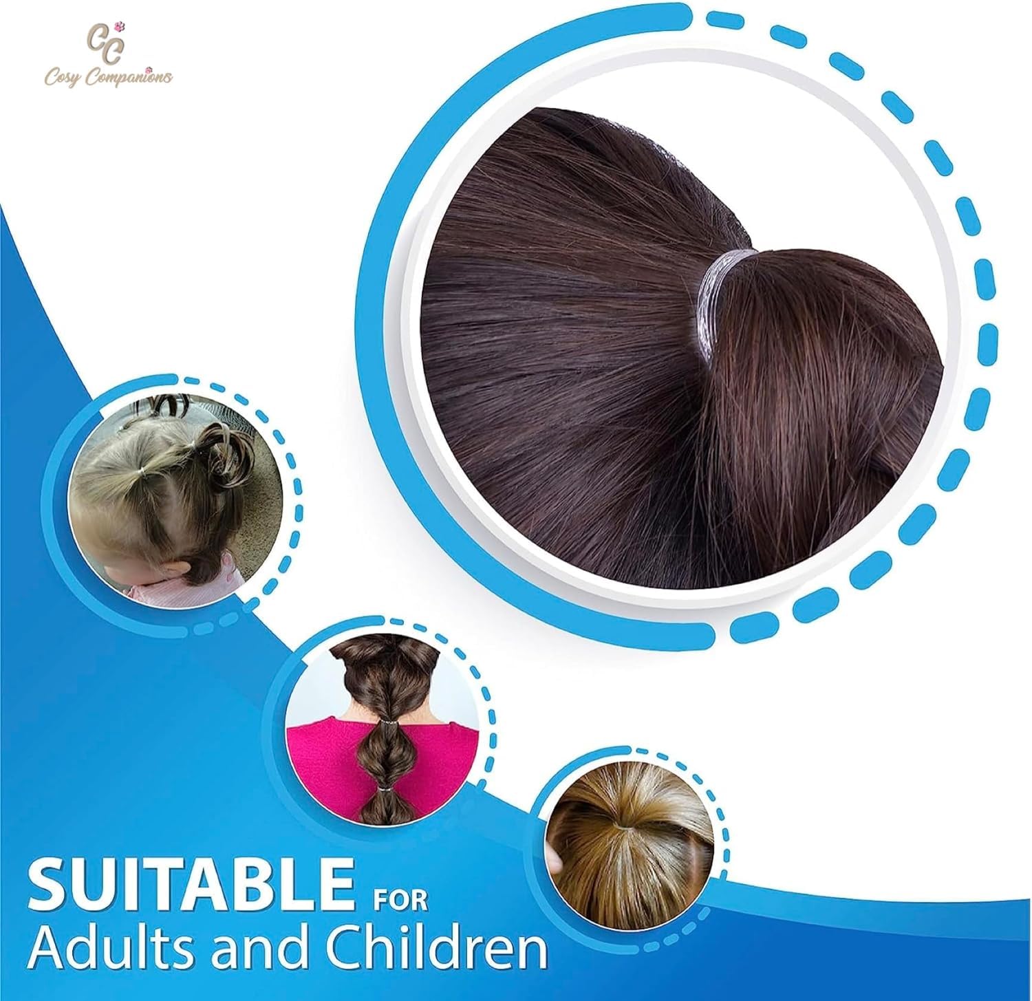 Cosy Companions™ 250-Pack Clear Elastic Hair Bands - Invisible Hair Ties for Women & Girls - No-Slip Small Rubber Bands for Ponytails, Braids & Bun Hairstyles - Perfect for School, Work & Daily Use