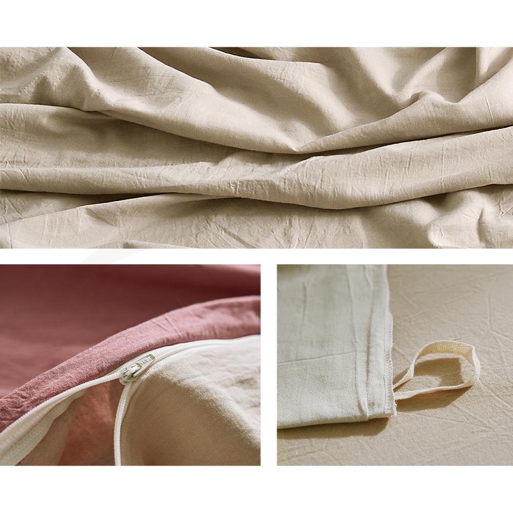 Premium Cotton Quilt Cover Set - Single Size, Red & Beige - Soft & Breathable Duvet Cover for Bedroom, Guest Room, or Dorm