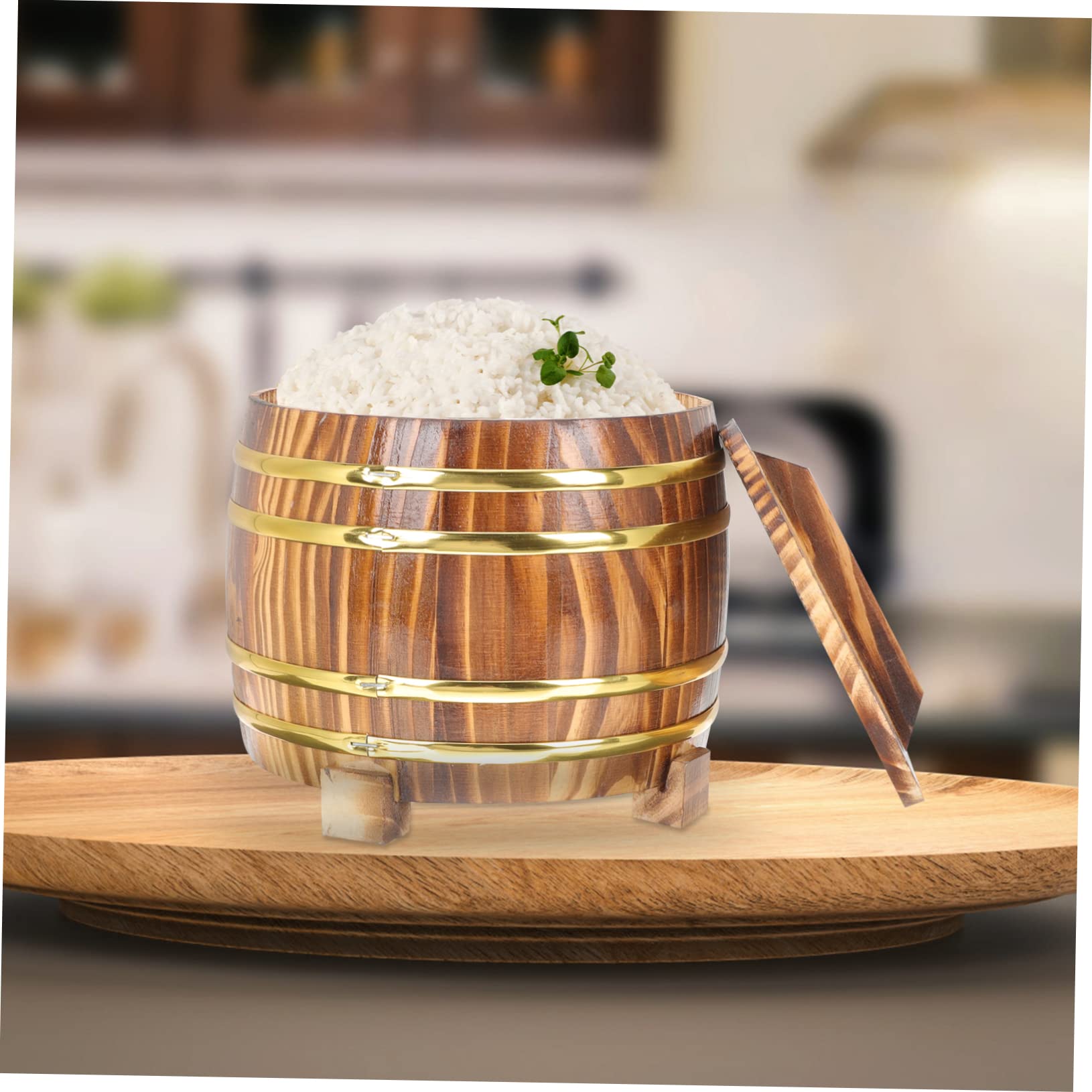 Premium Wooden Rice Steamer Set with Lid - Sushi Rice Bucket, Salad Bowl & Cooking Container for Arborio, Steamed Rice & Wasabi Powder | Perfect for Japanese Cuisine, Meal Prep & Kitchen Storage