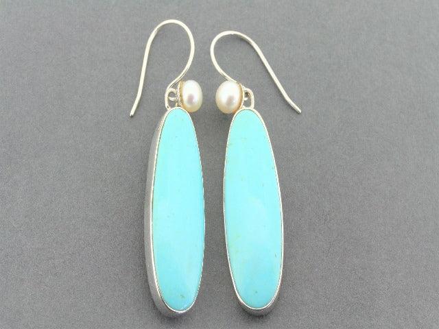 Elegant Long Turquoise & Pearl Earrings in Sterling Silver - Perfect for Weddings, Parties & Special Occasions