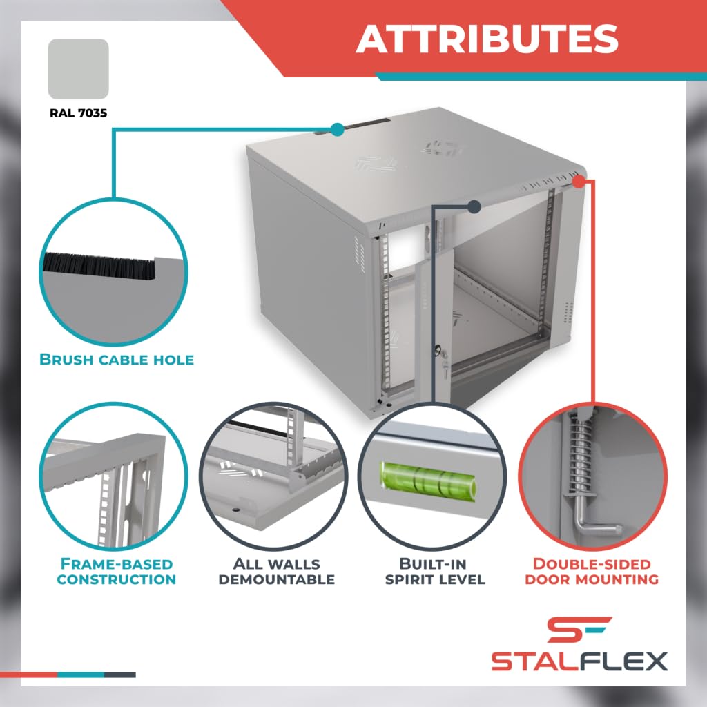 Stalflex 19 Inch 9U 600mm Heavy Duty Steel Server Rack & Network Cabinet - Compatible with Rack Shelf & Rails - Ideal for Data Centers, IT Rooms & Network Equipment Storage