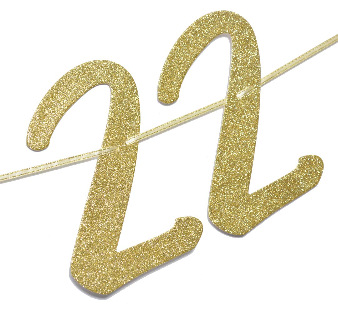 Feeling 22 Glitter Birthday Banner - Gold 22nd Birthday Party Decorations for Women, Girls | Perfect for Birthday Parties, Photo Booths & Wall Decor