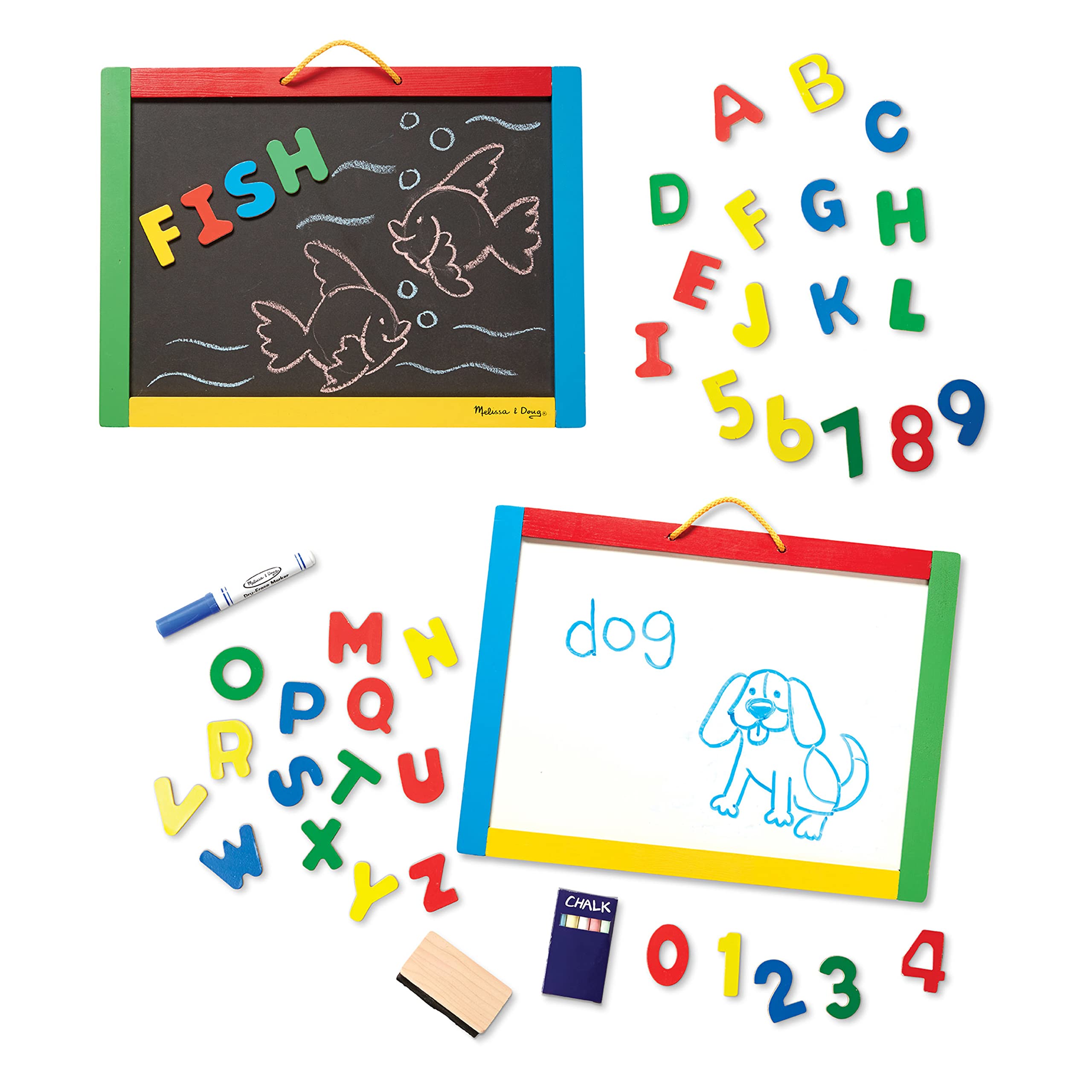 Melissa & Doug Magnetic Chalkboard & Dry-Erase Board Set - 36 Alphabet & Number Magnets, Chalk, Eraser & Marker - Educational Learning Toy for Kids - Perfect for Homeschool, Classroom & Playroom Activities