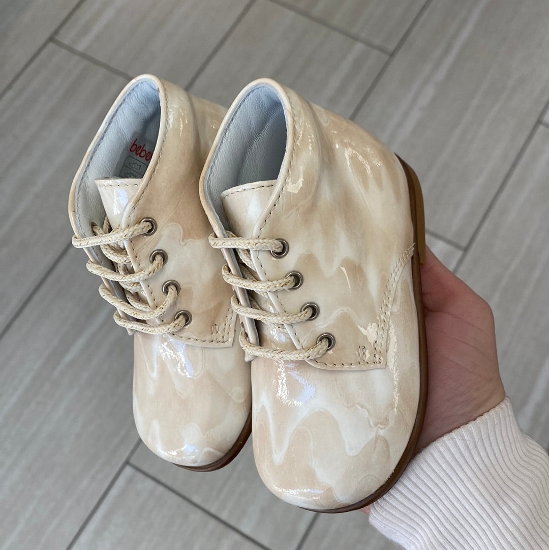 Beberlis Marble Patent Leather Baby Booties – Soft & Stylish First Walkers for Boys & Girls – Perfect for Special Occasions, Photo Shoots & Everyday Wear