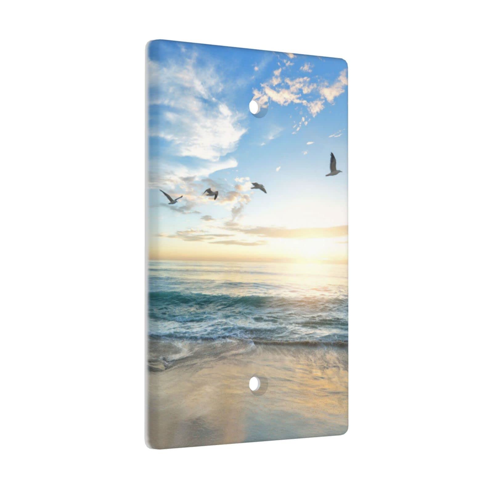 Coastal Beach Bird Decorative Wall Plate Cover - 1 Gang No Device, Standard Size Light Switch Faceplate - Perfect for Beach House, Bathroom & Nursery Decor