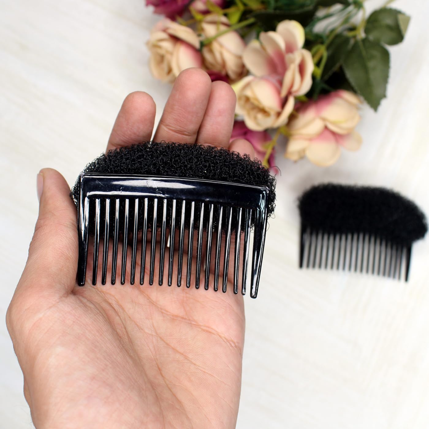 LEYSIN 2-Pack Hair Volumizer & Bun Maker Set - Invisible Hair Styling Clips for Women, Bump It Up Volume Base, Braid Insert Tool (Black) - Perfect for Updos, Ponytails & Special Occasions