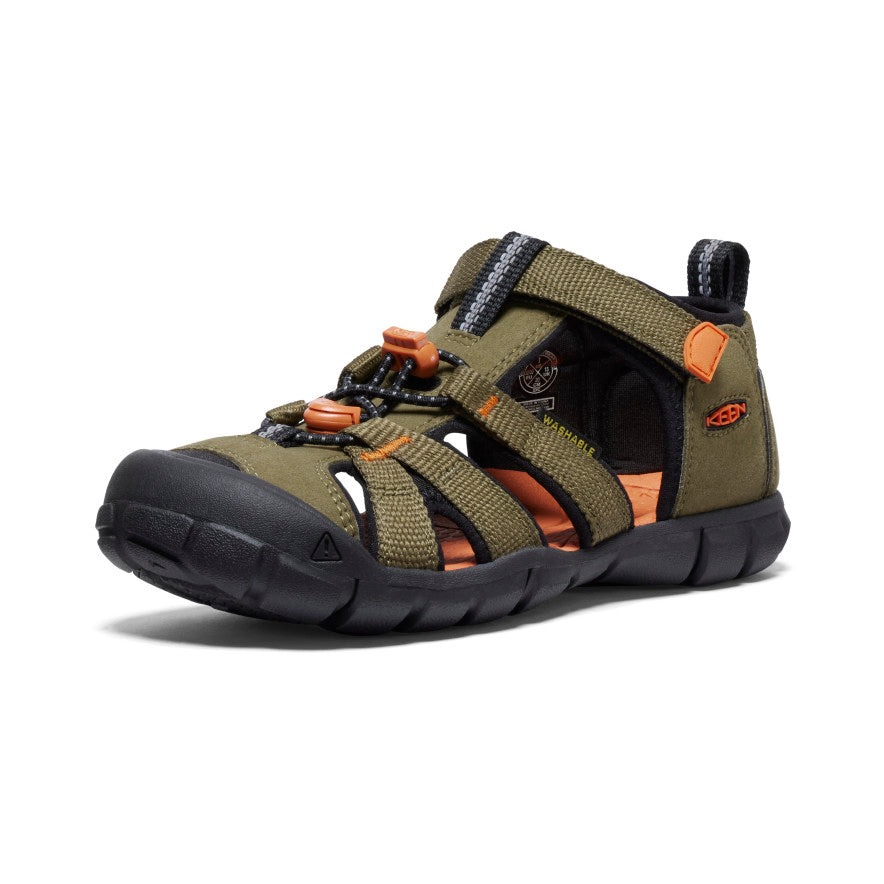 Seacamp II CNX Big Kids' Water Shoes - Dark Olive/Gold Flame | Lightweight & Quick-Dry for Beach, Pool & Outdoor Activities