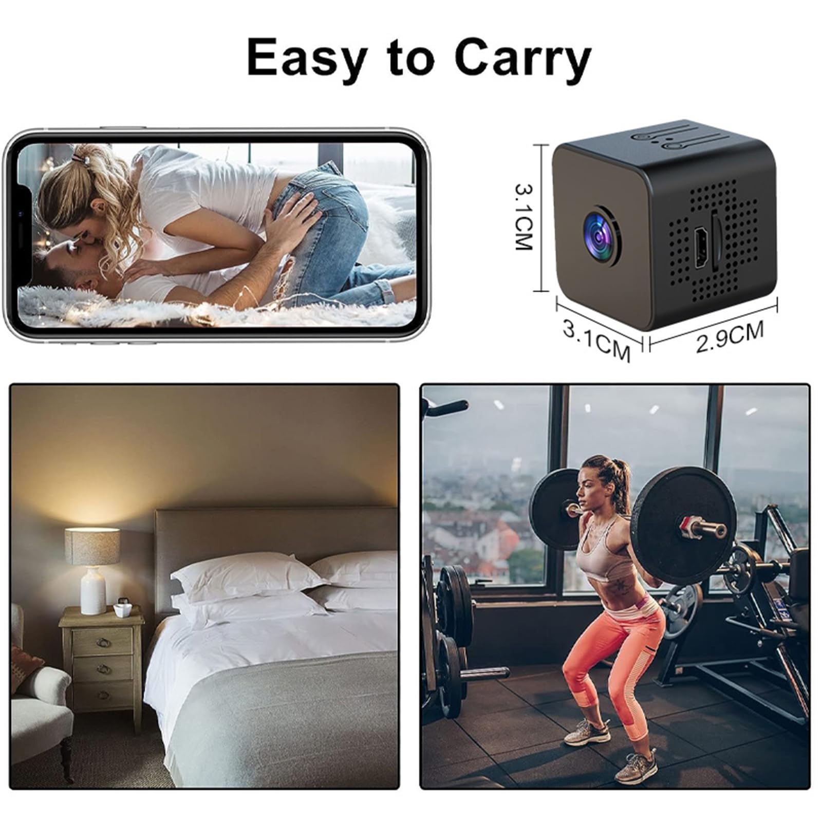 EvikOo 2023 Upgraded WiFi Hidden Spy Camera - 1080P HD Nanny Cam with Night Vision & Motion Detection | Indoor/Outdoor Home Security Surveillance | Perfect for Baby Monitoring, Office Security & Pet Watching