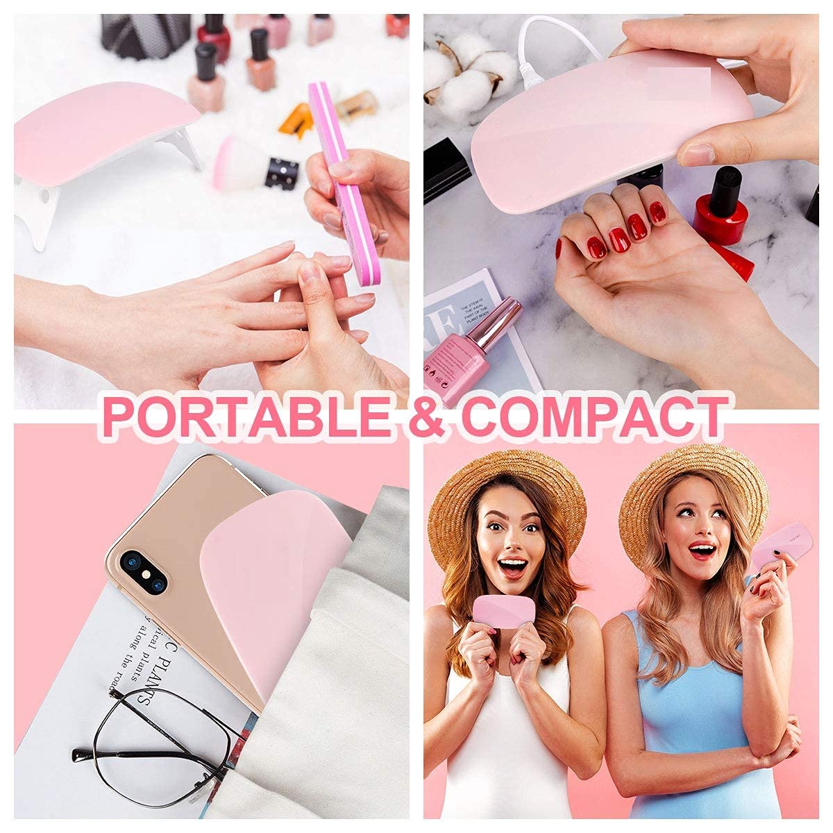 SAMEZONE Mini UV LED Nail Polish Dryer - Fast Drying Nail Art Lamp for Manicure & Pedicure | Portable Foldable Design | Professional Salon & Home Use | Perfect for Gel Polish Curing & Nail Decorations
