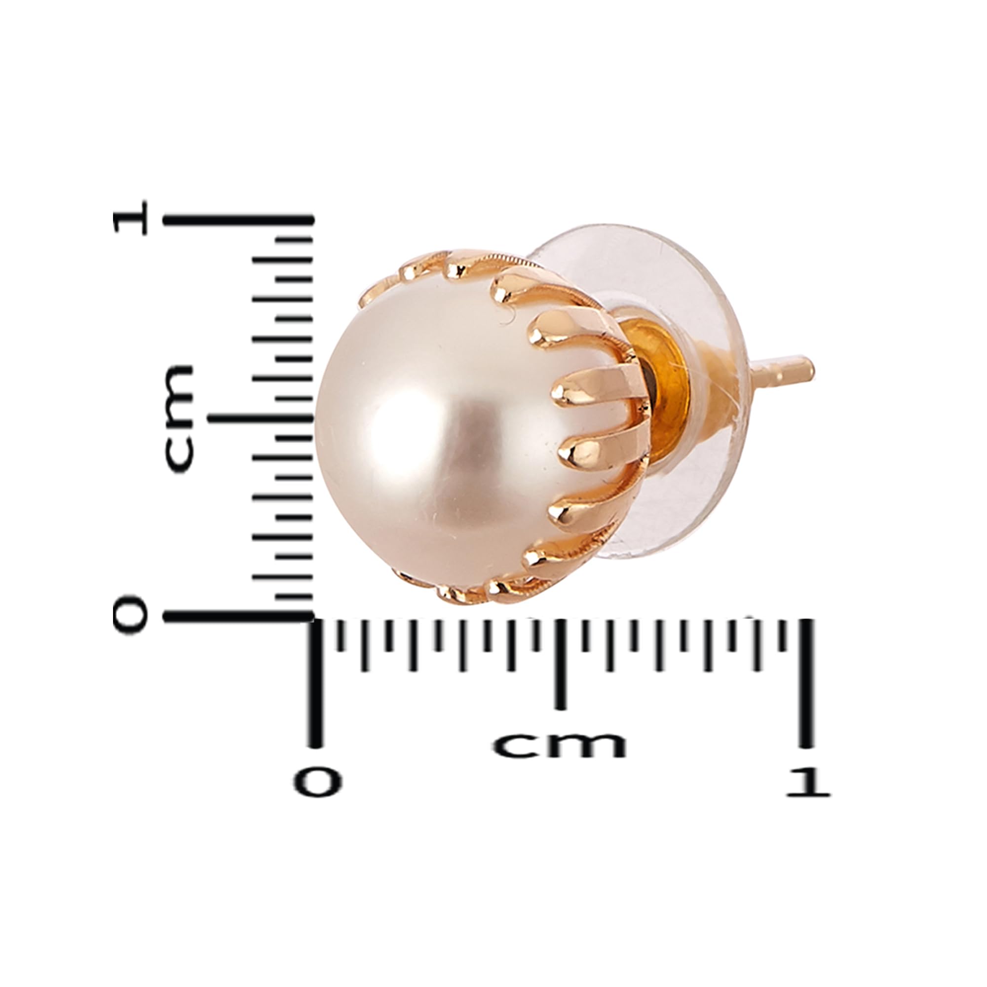Zeneme Pearl Stud Earrings for Women - Engraved Push Back Earrings for Daily Wear & Office Style - Perfect Gift for Girls and Women (Ideal for Work, Dating & Special Occasions)