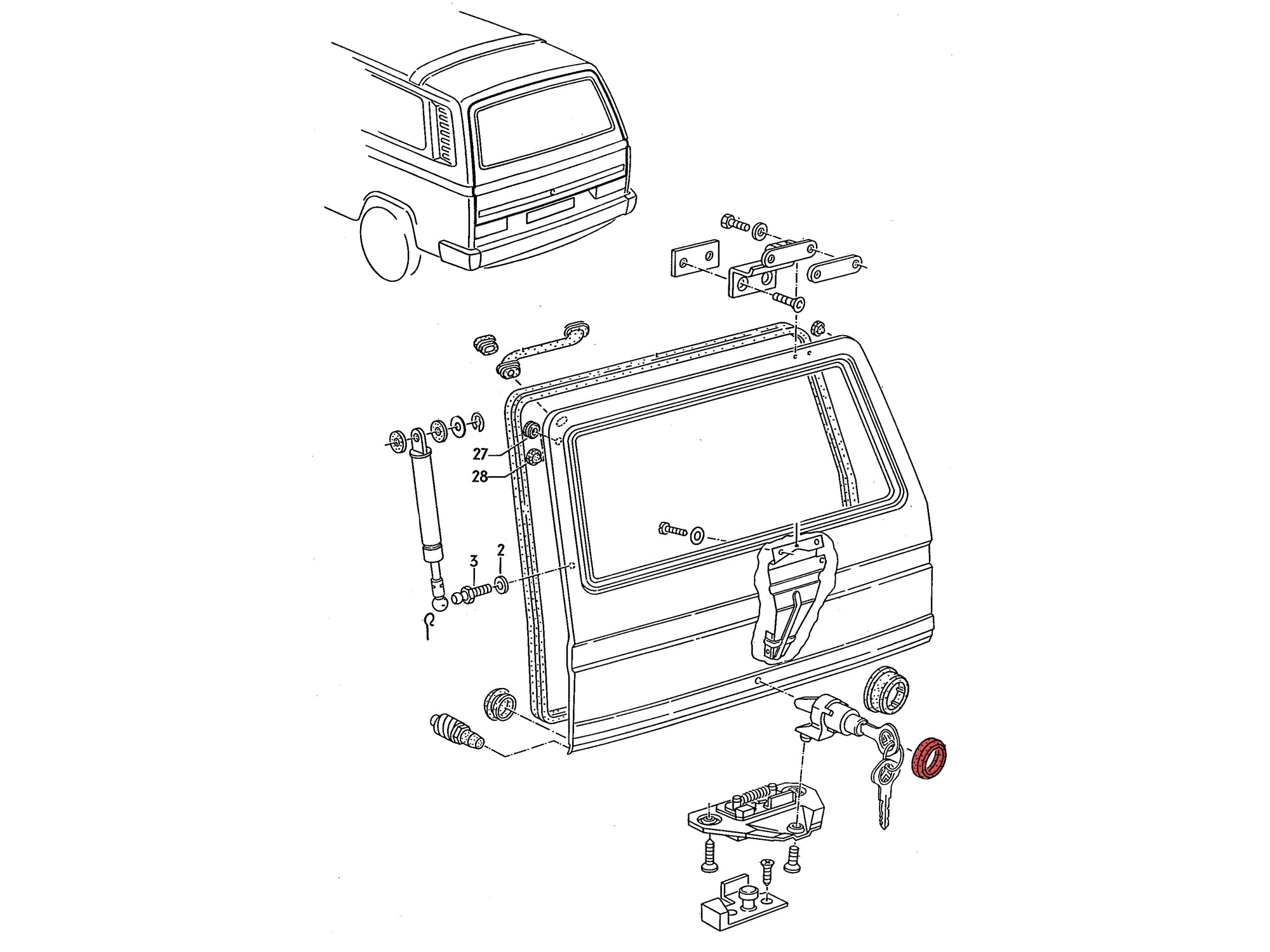 Late Vanagon Rear Hatch Lock Cylinder Gasket Replacement Part - Durable Auto Repair Seal for VW Camper Van & Westfalia