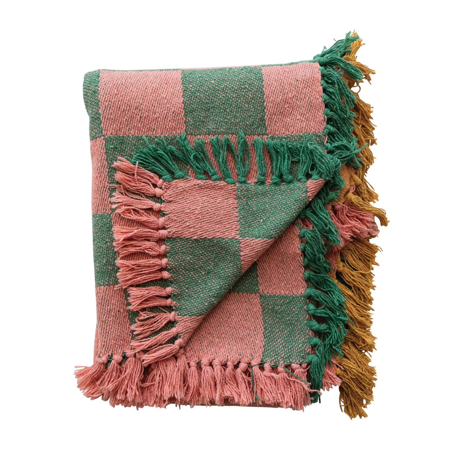 Checkered Fringe Throw Blanket - Soft Plaid Pattern for Couch, Bed & Outdoor Use - Cozy Decorative Accent for Living Room, Picnics & Travel