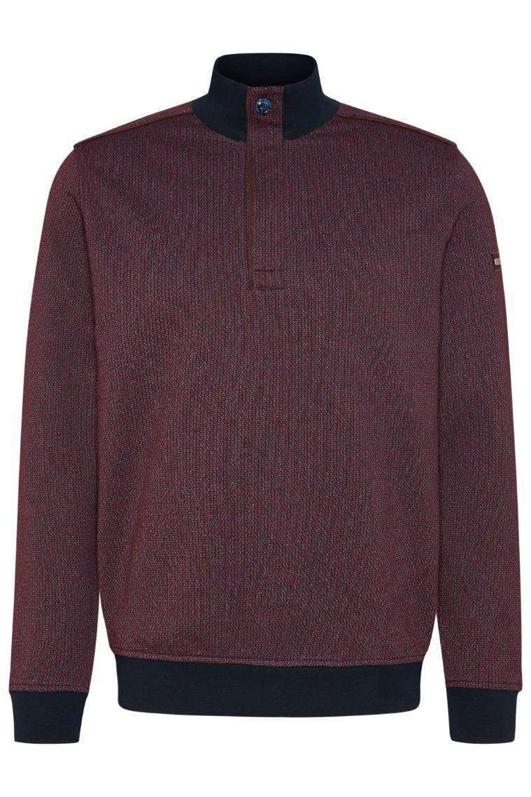 BUGATTI Men's Rib Neck Long Sleeve Jumper - Soft Cotton Knit Sweater for Fall & Winter - Casual Pullover for Office, Dating & Weekend Outfits (Maroon)
