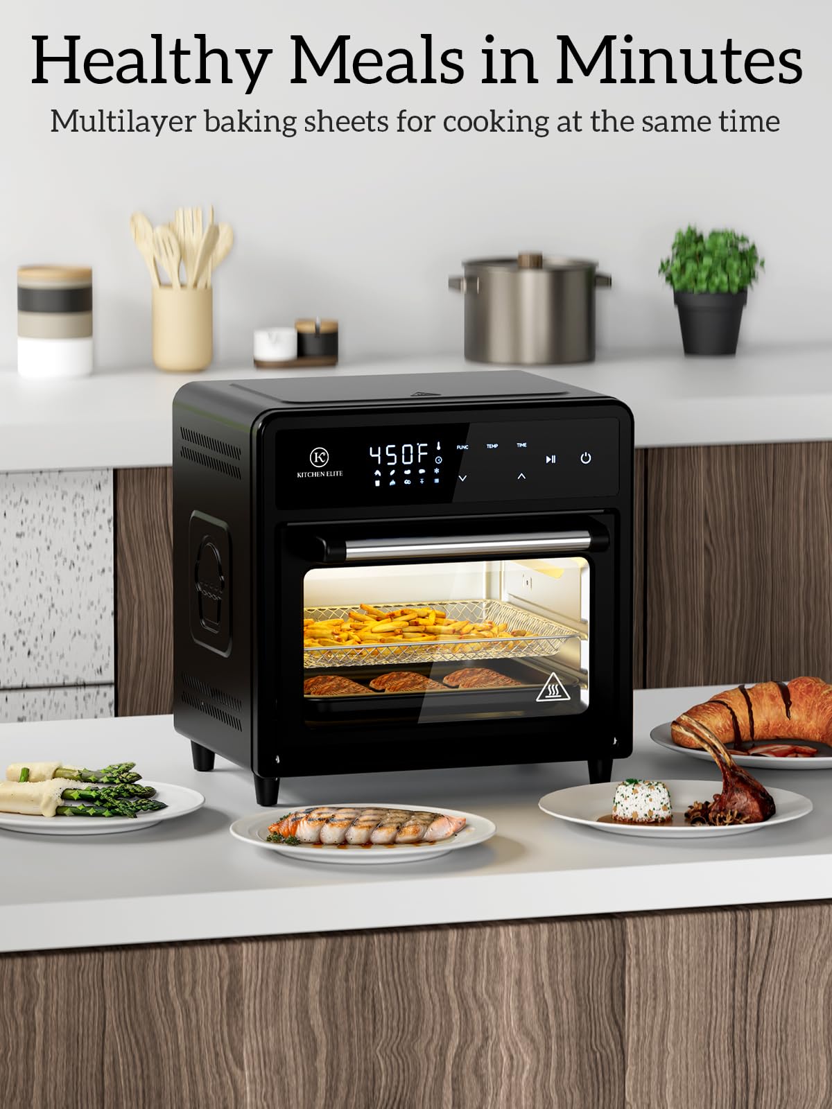 12.6 QT Stainless Steel Air Fryer Toaster Oven Combo - 10-in-1 Convection Countertop Oven with Digital Touch Screen (450°F) for Baking, Roasting, Reheating, Broiling & Dehydrating | Perfect for Small Kitchens, Dorms & Healthy Cooking