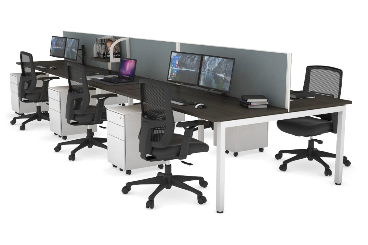 Quadro Square Legs 6-Person Office Workstation Desk [1600L x 700W] - Perfect for Team Collaboration & Open Office Spaces