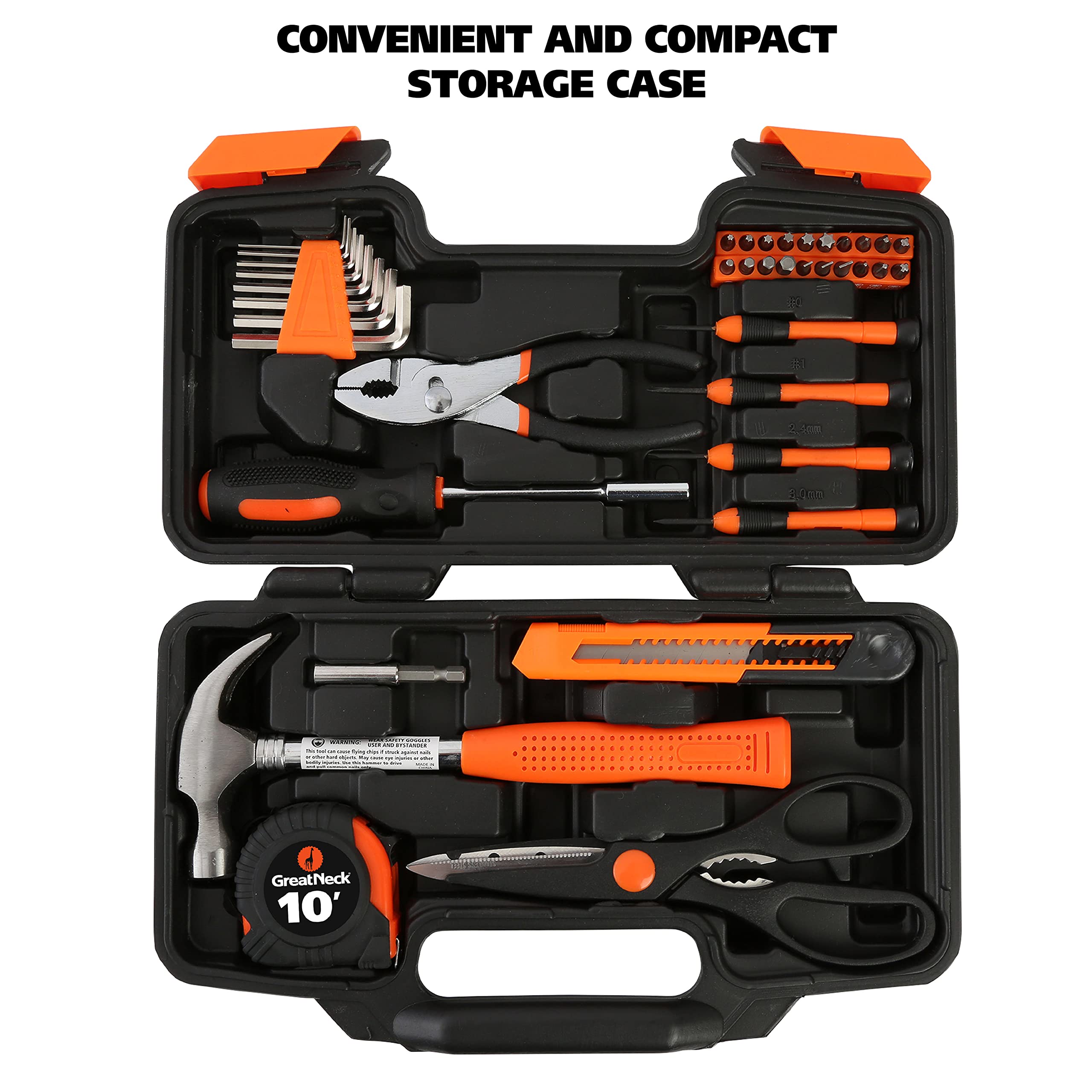 39-Piece Homeowner's Tool Set with Pliers, Screwdrivers & Wrench - Essential DIY Repair Kit for Household Maintenance & Small Projects