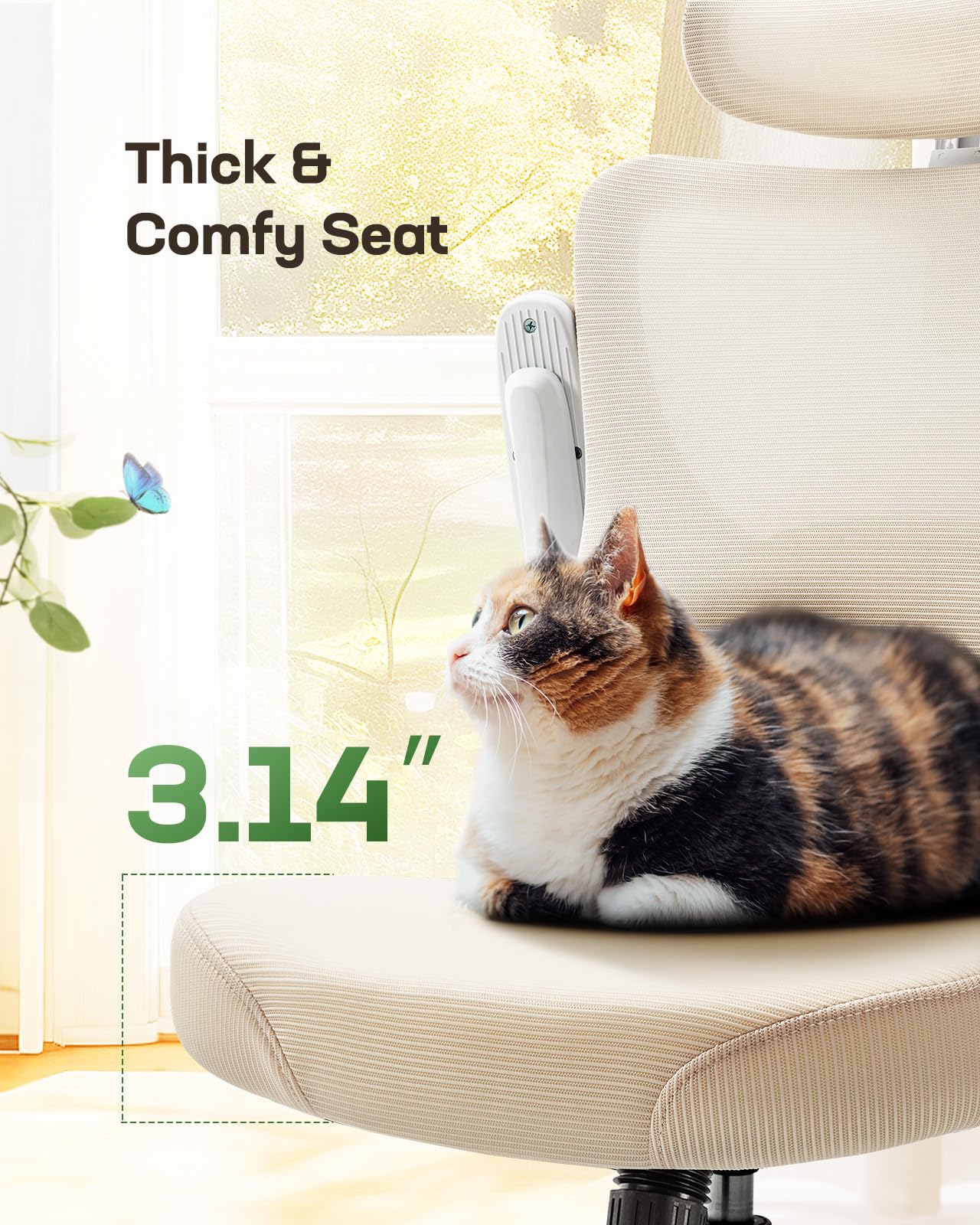 Marsail Ergonomic Office Chair - High Back Mesh Computer Desk Chair with Adjustable Lumbar Support, 3D Armrests & Headrest - Rolling Swivel Task Chair with Wheels (White) - Perfect for Home Office, Gaming & Workspace Comfort