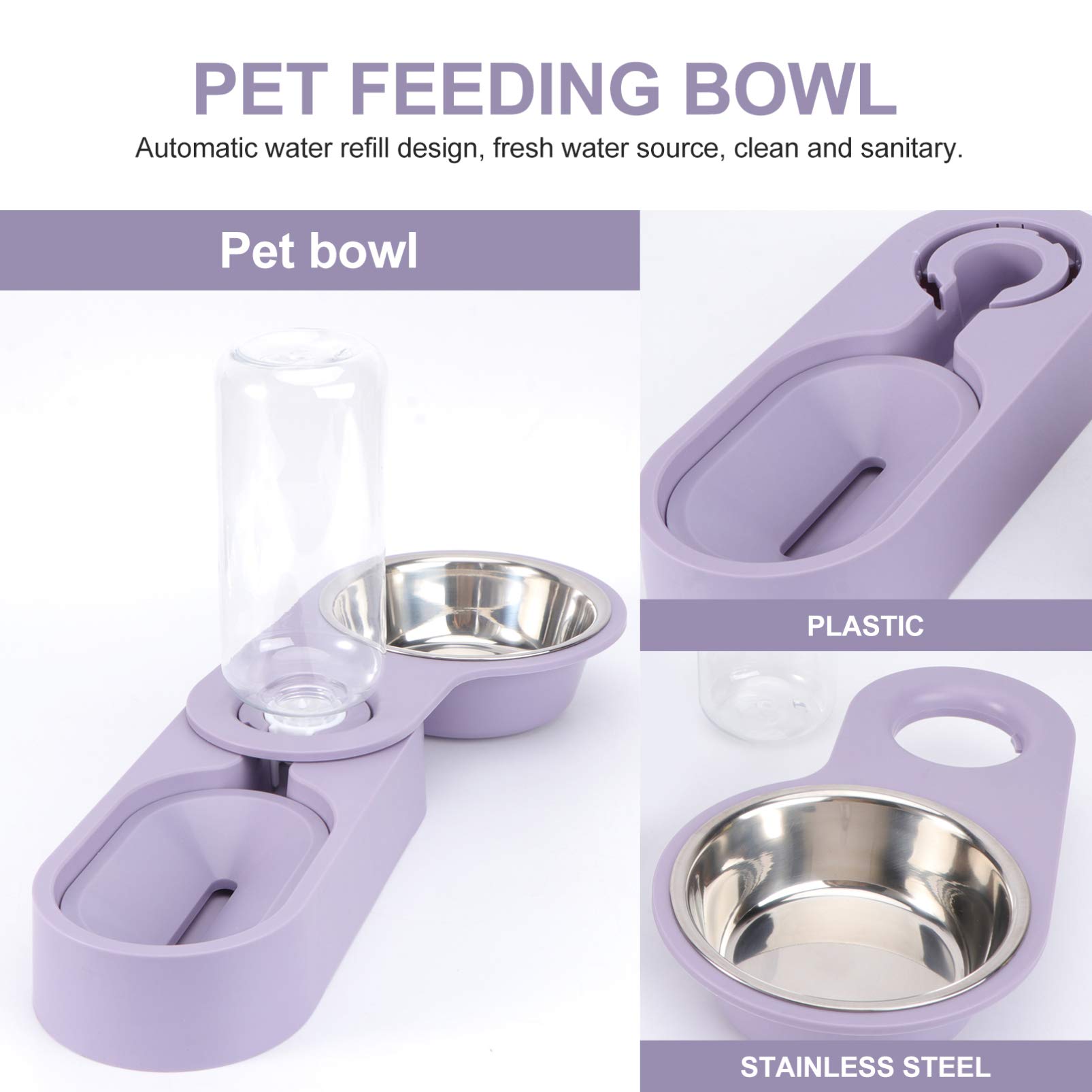 Automatic Pet Food and Water Dispenser Bowl Set - Rotating Corner Folding Design for Dogs, Cats, Puppies & Small Pets (Purple) - Perfect for Home, Travel, and Outdoor Use - Rabbit Food Bowl Included