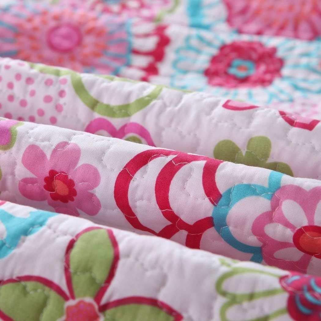 Reversible Floral and Polka Dot Quilt Set for Girls - Twin Size | Soft & Cozy Bedding for Kids' Room, Dorm, or Sleepovers