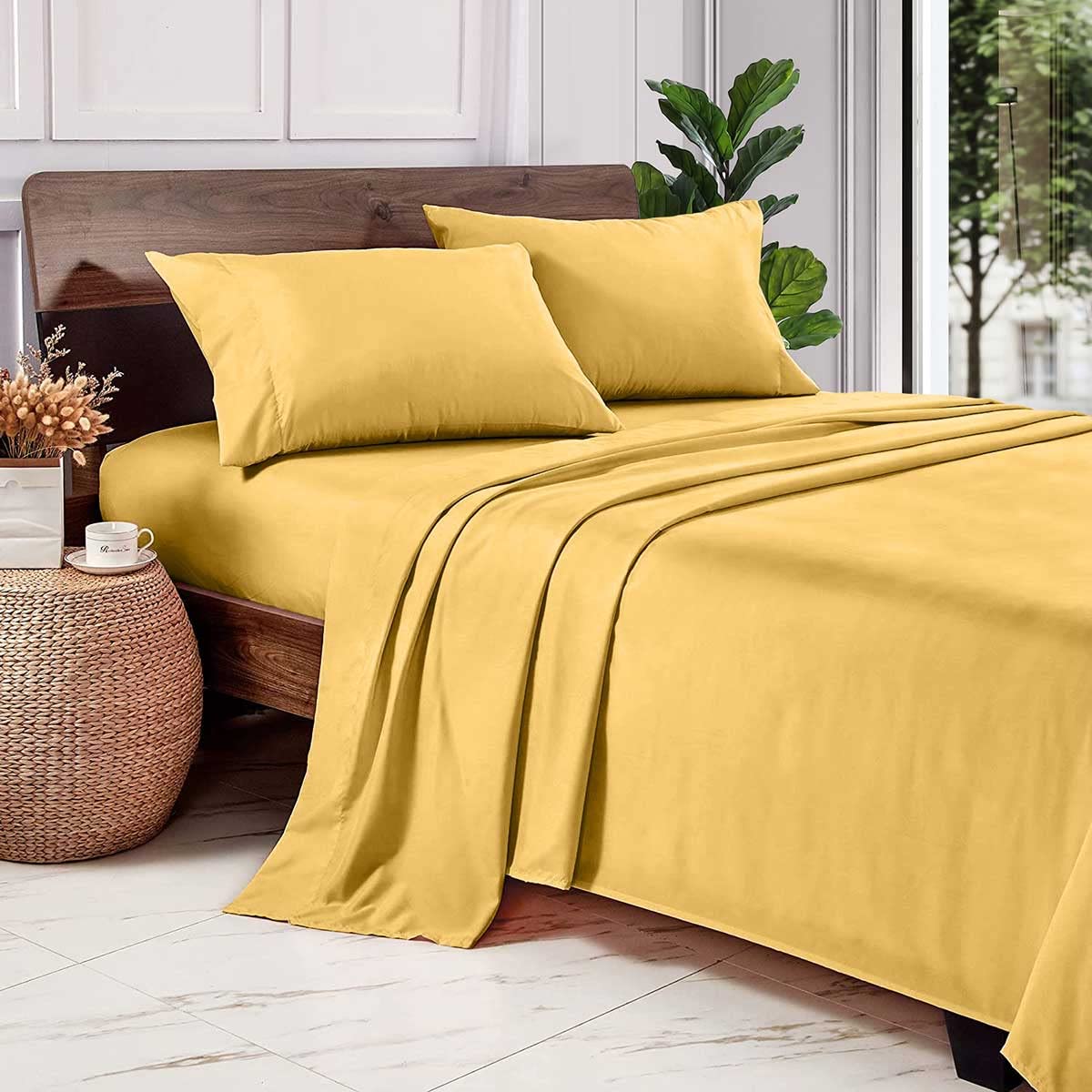 Luxury 100% Egyptian Cotton 600 Thread Count 5-Piece Sheet Set - Ultra Soft Sateen Weave (2 Fitted Sheets, 1 Flat Sheet, 2 Pillowcases) with 15
