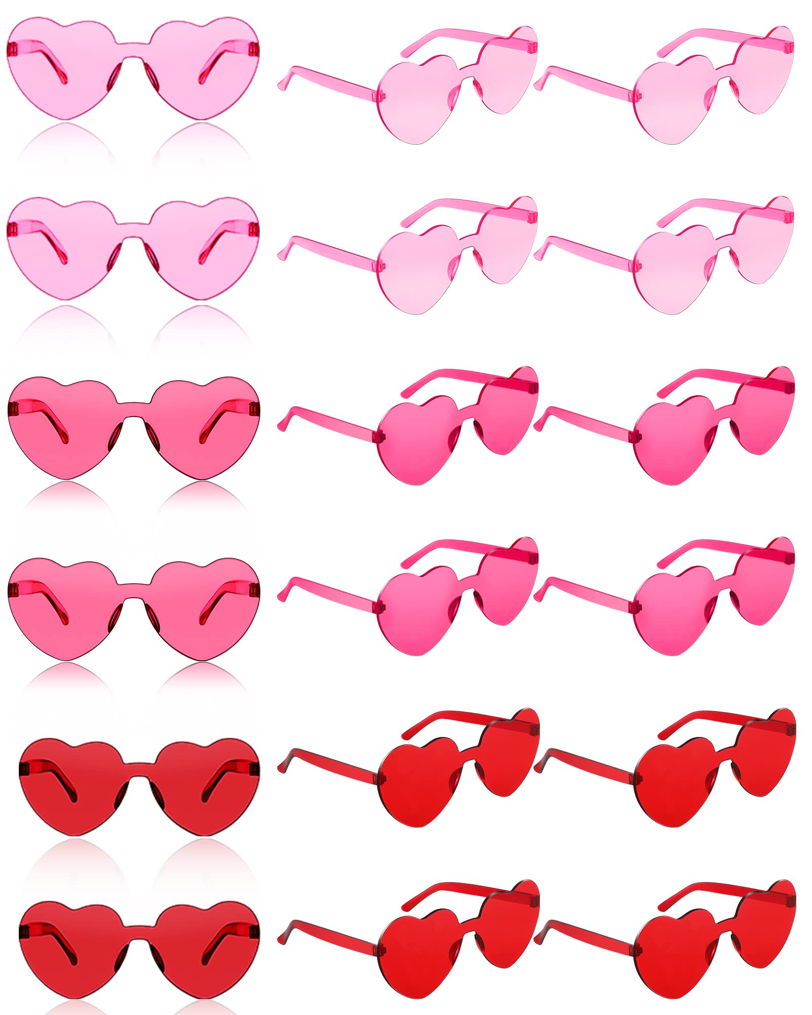 20 Pairs Heart Shaped Rimless Sunglasses - Cute Candy Color Trendy Frameless Glasses for Women & Girls | Perfect for Summer, Beach, Party & Fashion Accessories