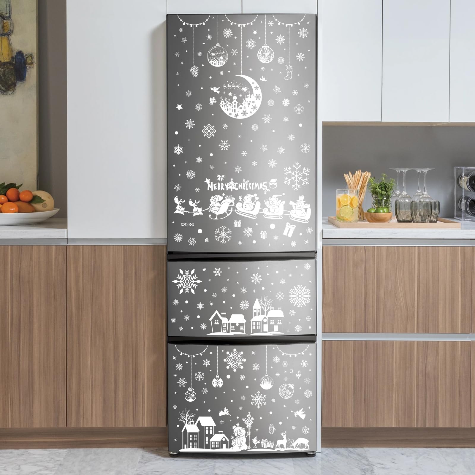 277 PCS Christmas Window Stickers - Moon House Double Sided Holiday Decals for Home, School, Office Windows - Perfect for Festive Decorations, DIY Crafts & Seasonal Party Decor