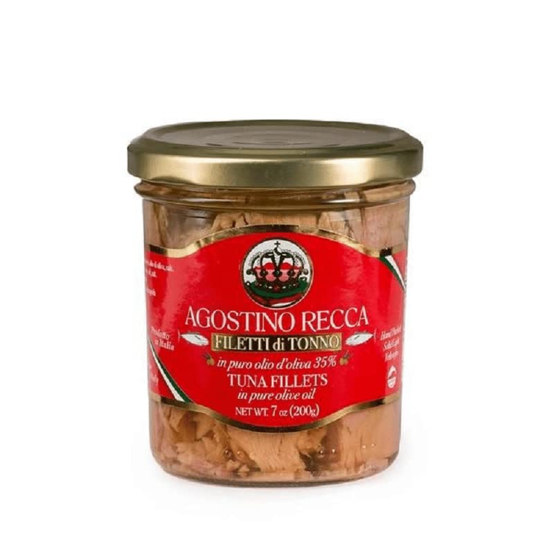 Premium Agostino Recca Tuna Fillets in Extra Virgin Olive Oil - Wild Caught, High Protein, Keto & Paleo Friendly - Perfect for Salads, Pasta & Mediterranean Dishes