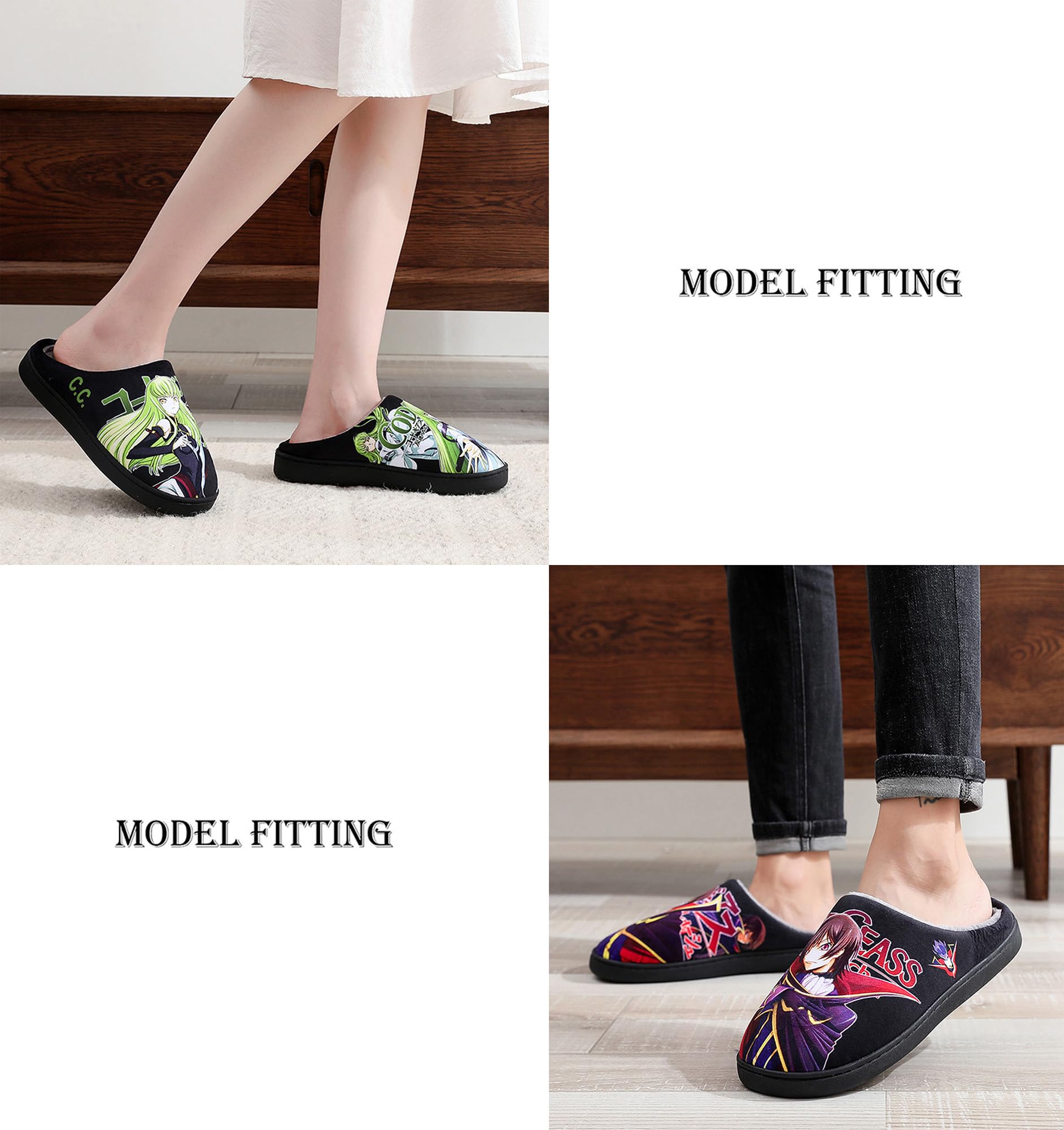 Hunter x Hunter Anime Fuzzy House Slippers for Women & Men - Warm Winter Indoor/Outdoor Anti-Slip Slip-On Shoes - Perfect for Cosplay, Gift Giving & Lounge Wear