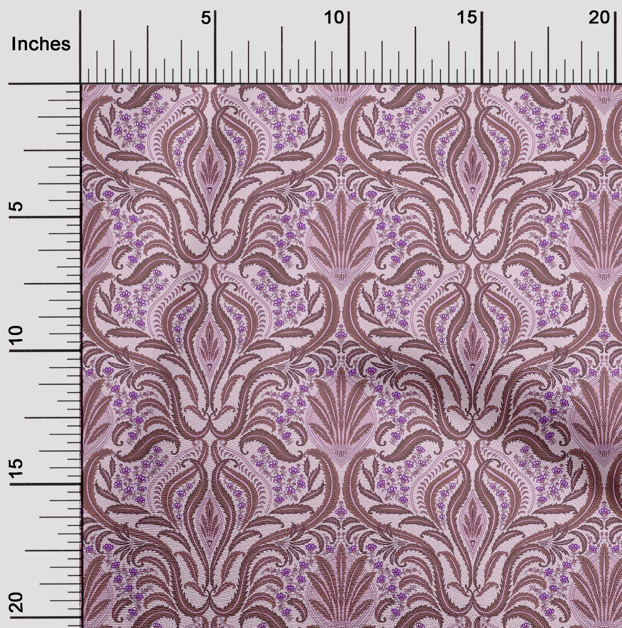 oneOone 100% Cotton Jersey Pink Asian Traditional Floral Print Fabric by The Yard - 58 Inch Wide Soft Knit Material for DIY Dresses, Skirts & Home Decor Projects