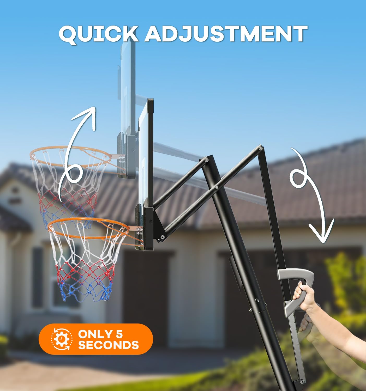 10ft Adjustable Portable Basketball Hoop System - 48 Inch Shatterproof Backboard with Fillable Base for Kids, Youth & Adults | Perfect for Backyard, Driveway & Indoor Use | Durable Outdoor Basketball Goal for Home & School Play