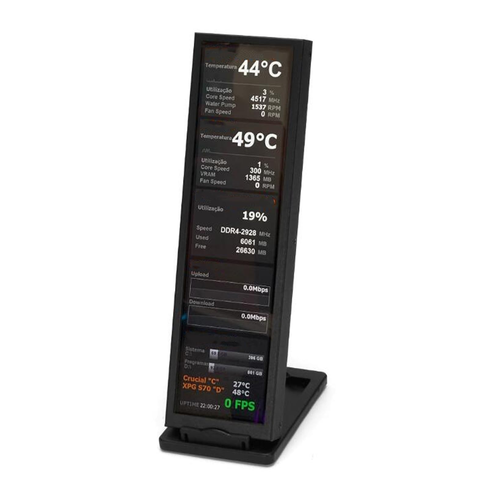 8.8 Inch IPS Computer Temperature Monitor - Energy Saving CPU/GPU Temp Display for Desktop PC (Black) | Perfect for Gaming Rigs, Workstations & Home Office Setups