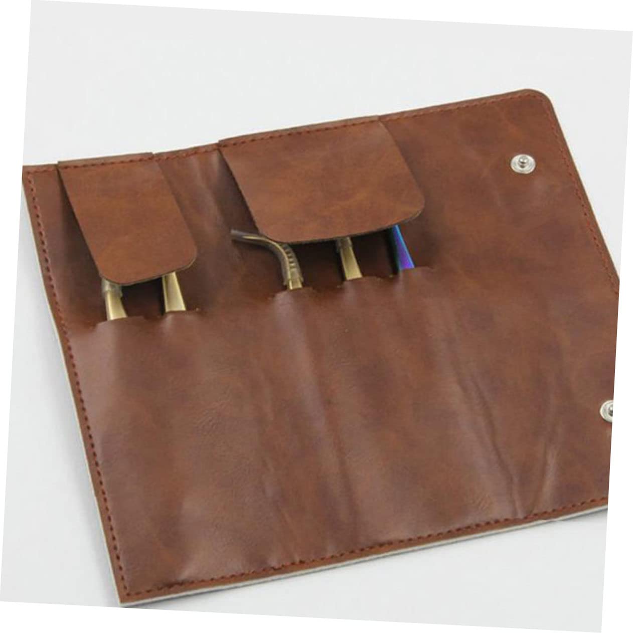 1pc Eyelash Extension Storage Bag - PU Brown Makeup Organizer for Tweezers & Lashes | Travel-Friendly Toiletry Case for Eyelash Artists & Beauty Professionals | Perfect for Salon, Home Use & On-the-Go Makeup Storage