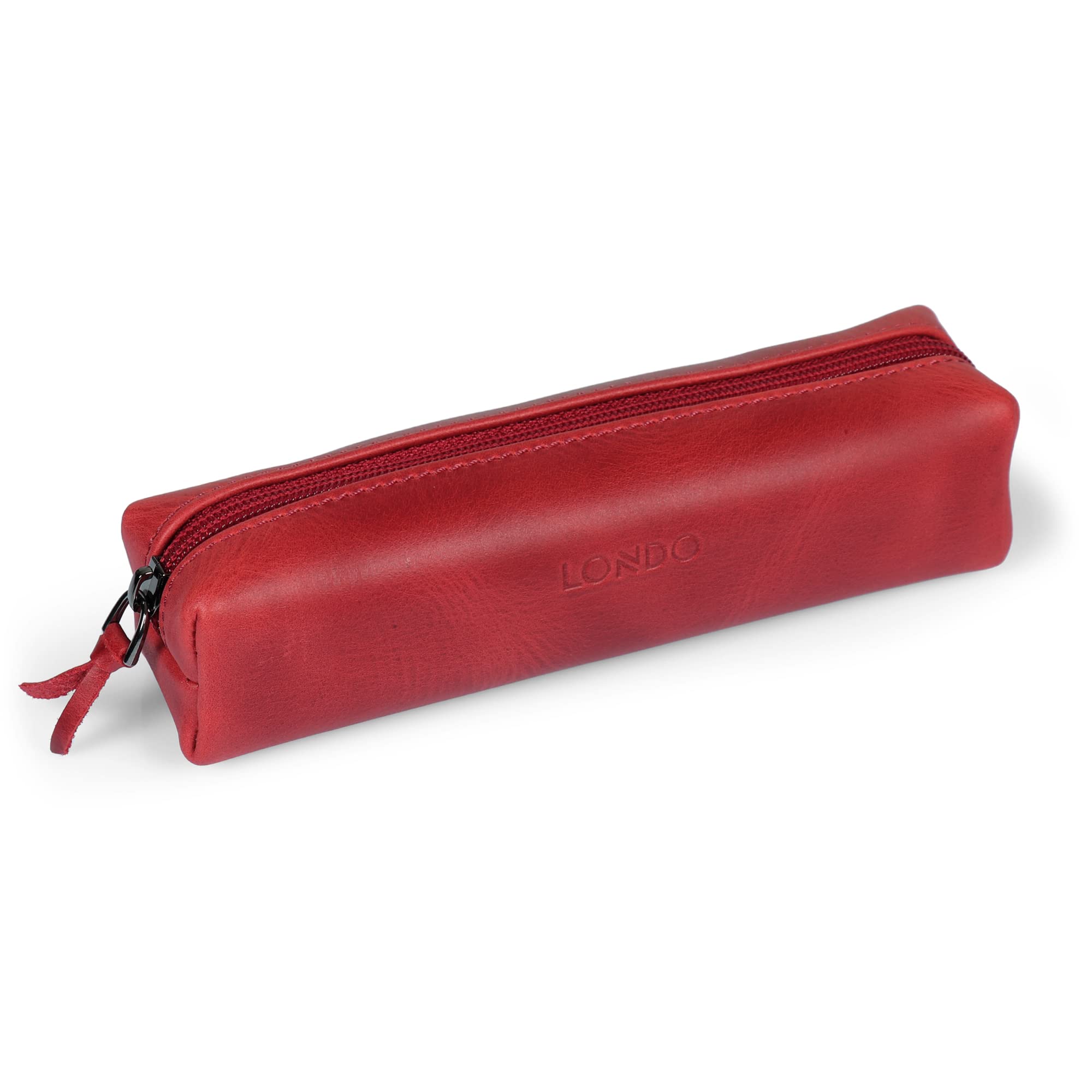 Genuine Leather Pencil Case with Zipper - for School & Office Use