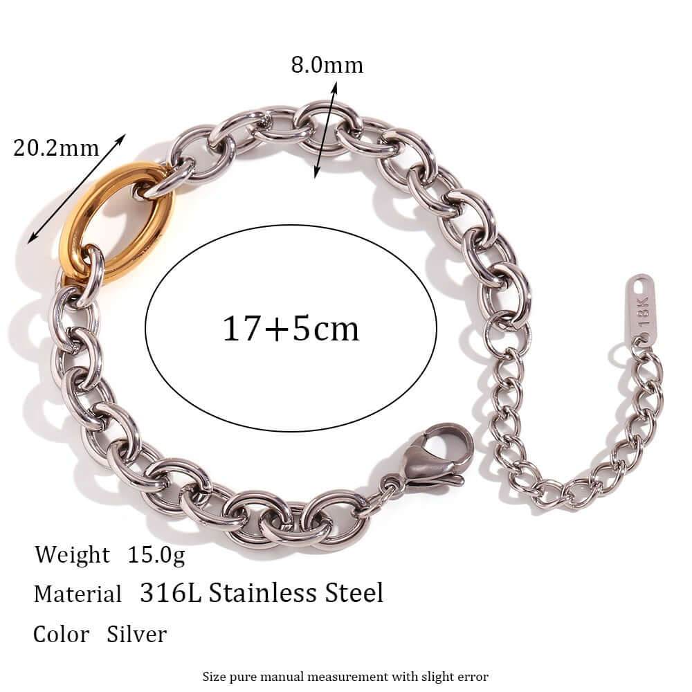 Edgy Chunky Two Tone Paperclip Chain Bracelet for Women - Gold & Silver Fashion Jewelry B0384 | Trendy Layering Bracelet for Casual & Party Outfits