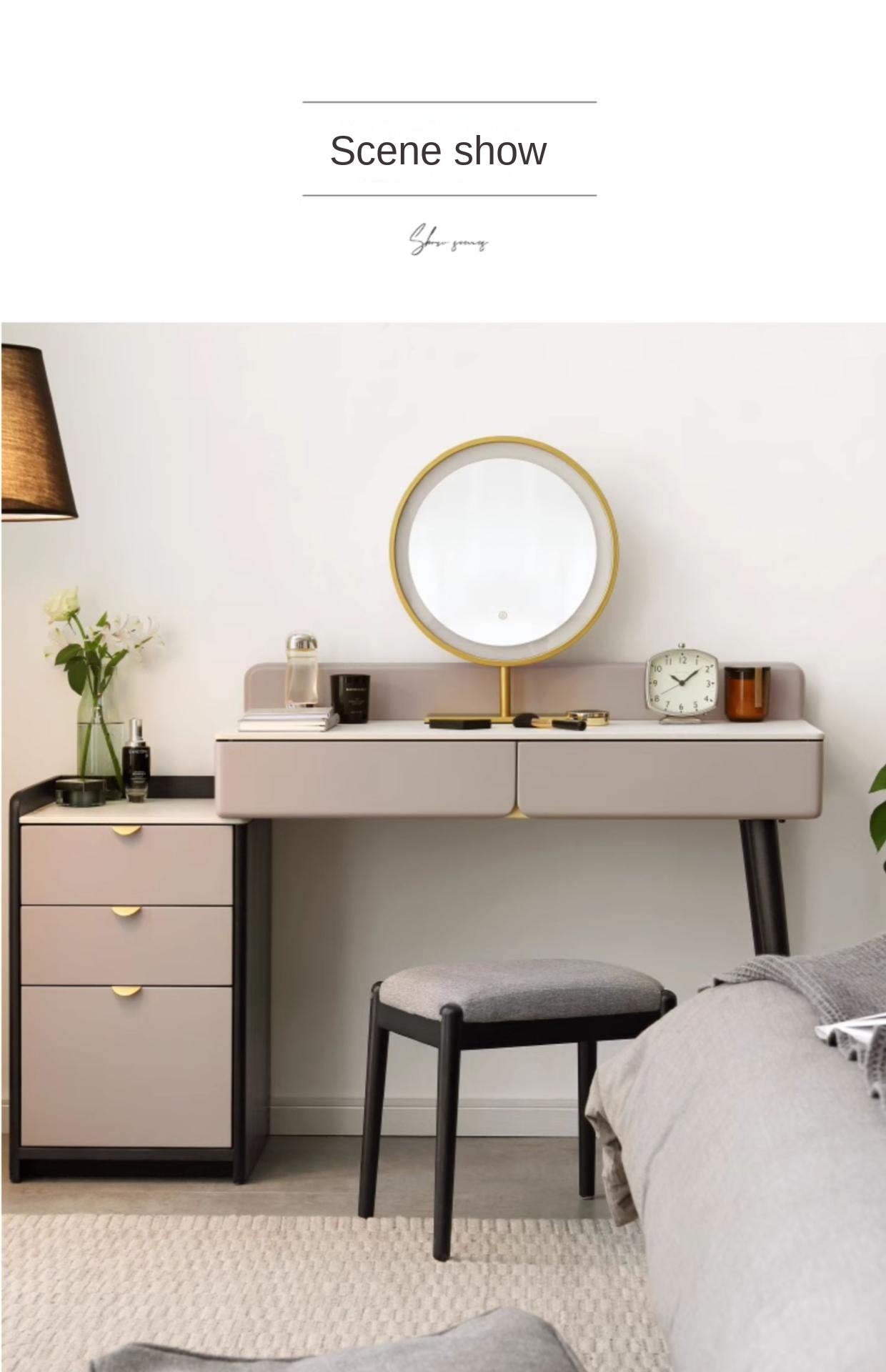 Solid Oak & Birch Wood Square Makeup Stool - Soft Padded Seat for Vanity, Dressing Room, and Bedroom Decor