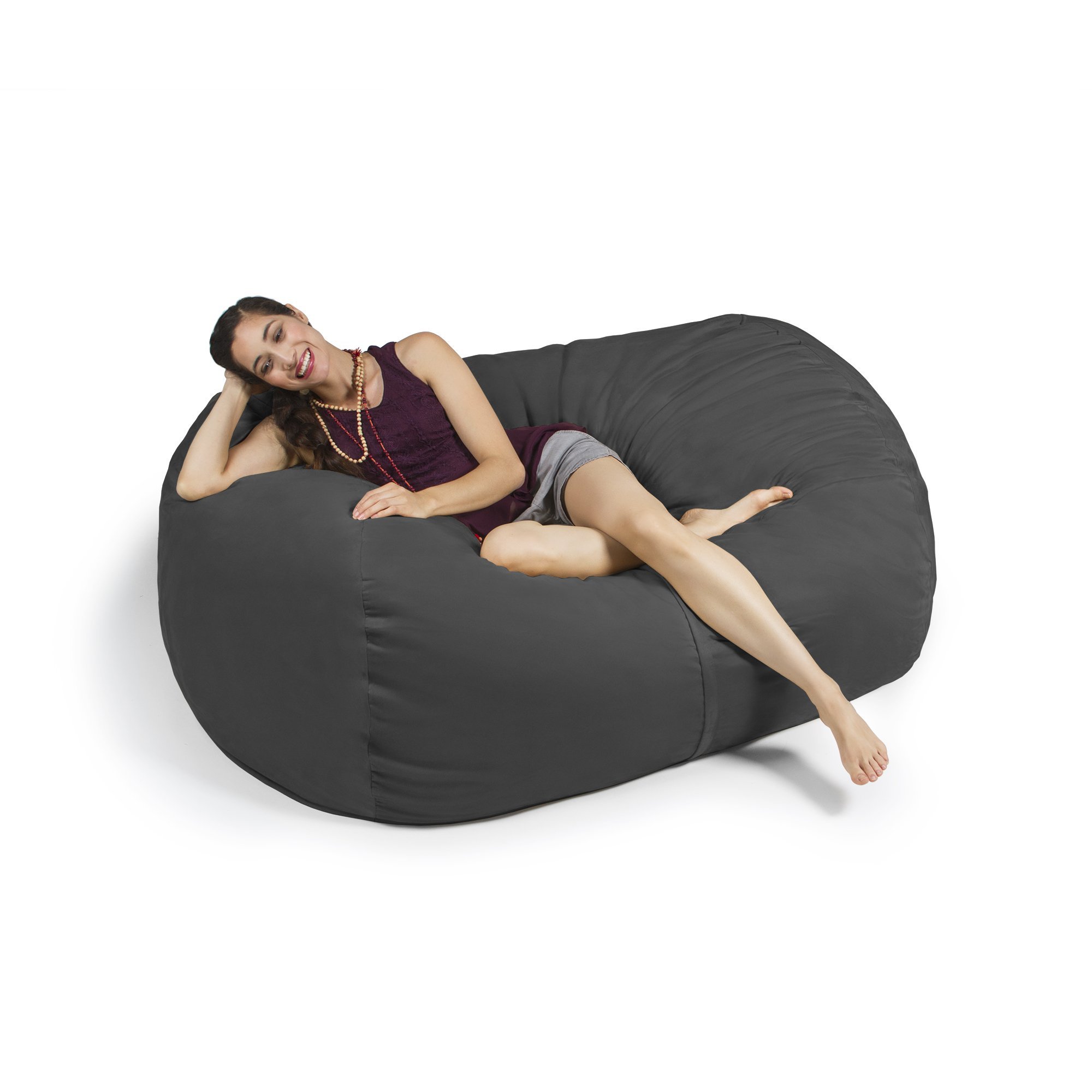 Jaxx 5.5 ft Bean Bag Loveseat - Oversized Chargray Memory Foam Filled Chair for Living Room, Bedroom & Game Room - Perfect for Lounging, Movie Nights & Relaxation