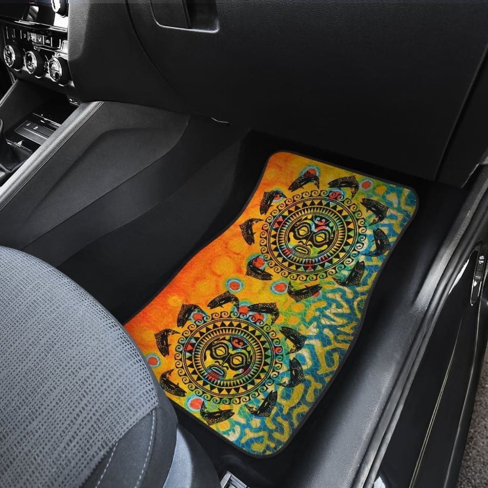 Premium Brook Trout Hawaii Tiki Face Pattern Fishing Car Floor Mats - Non-Slip, All-Weather Protection for Trucks & SUVs - Perfect for Outdoor Adventures & Beach Trips