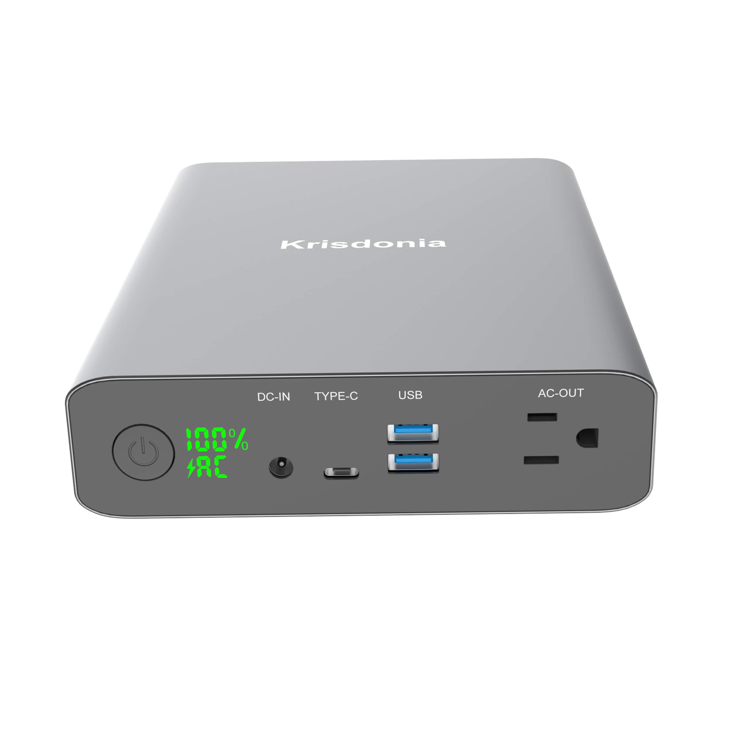 Krisdonia 130W Portable Power Station - 60000mAh Lithium Polymer Battery Backup with AC Outlet | Perfect for Camping, Travel, Hunting & Emergency Power Supply (CPSC Certified)