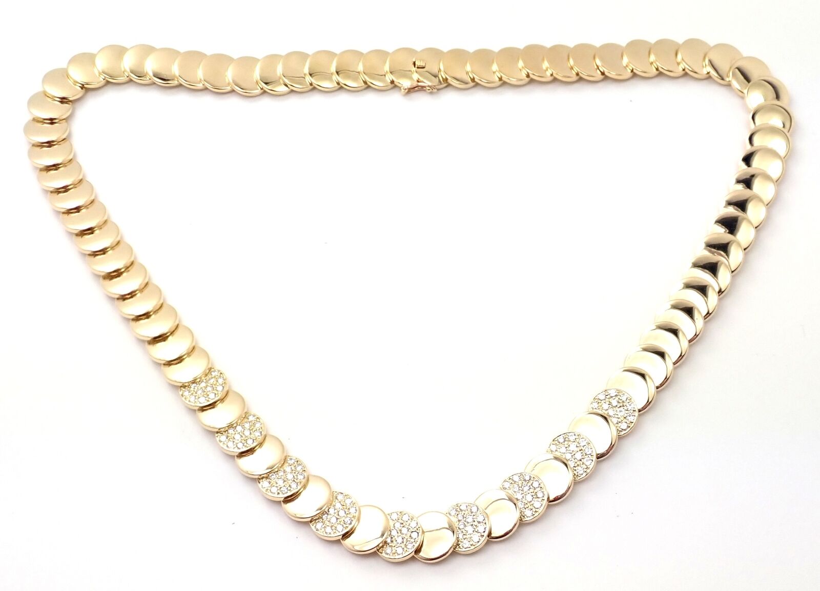 Vintage Van Cleef & Arpels 18k Yellow Gold Diamond Disc Necklace - Authentic Luxury Jewelry for Women, Perfect for Weddings, Anniversaries & Special Occasions