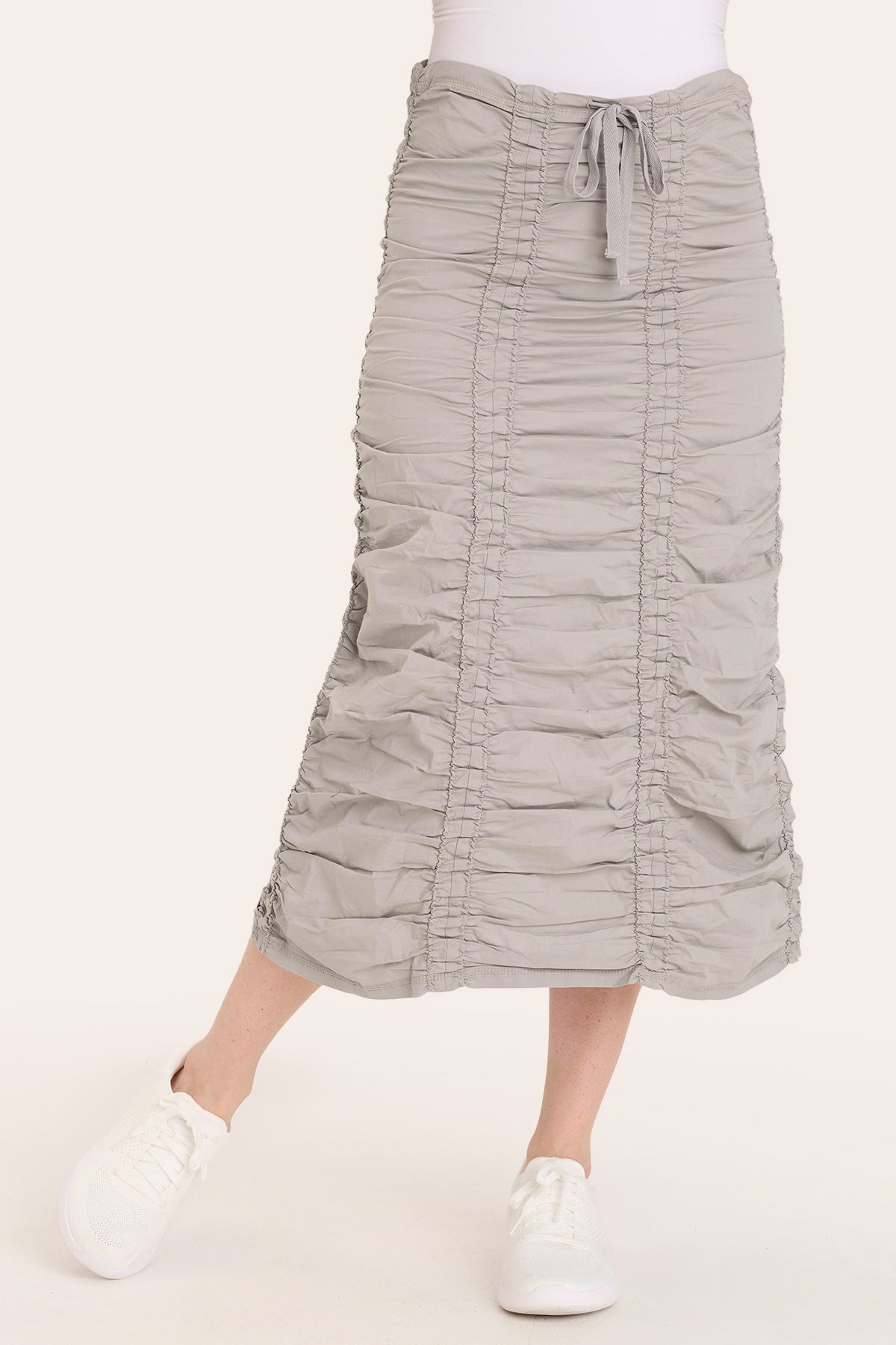 Double Shirred Panel Skirt for Women - Flowy High Waist A-Line Midi Skirt with Elastic Waistband | Perfect for Summer, Beach, Office & Casual Outfits
